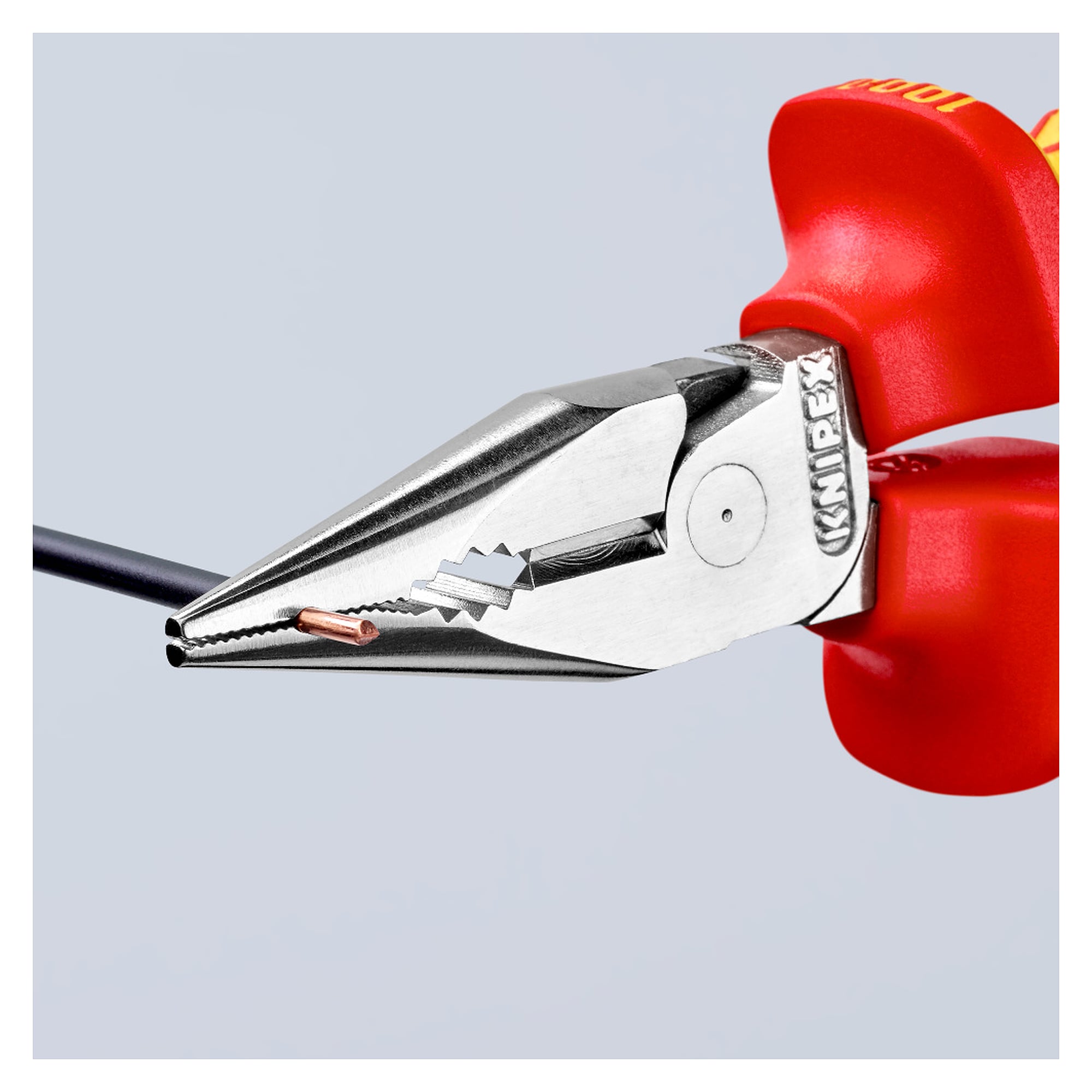 Needle-nose combination pliers, insulated VDE 1000 V, slim head, 145 mm
