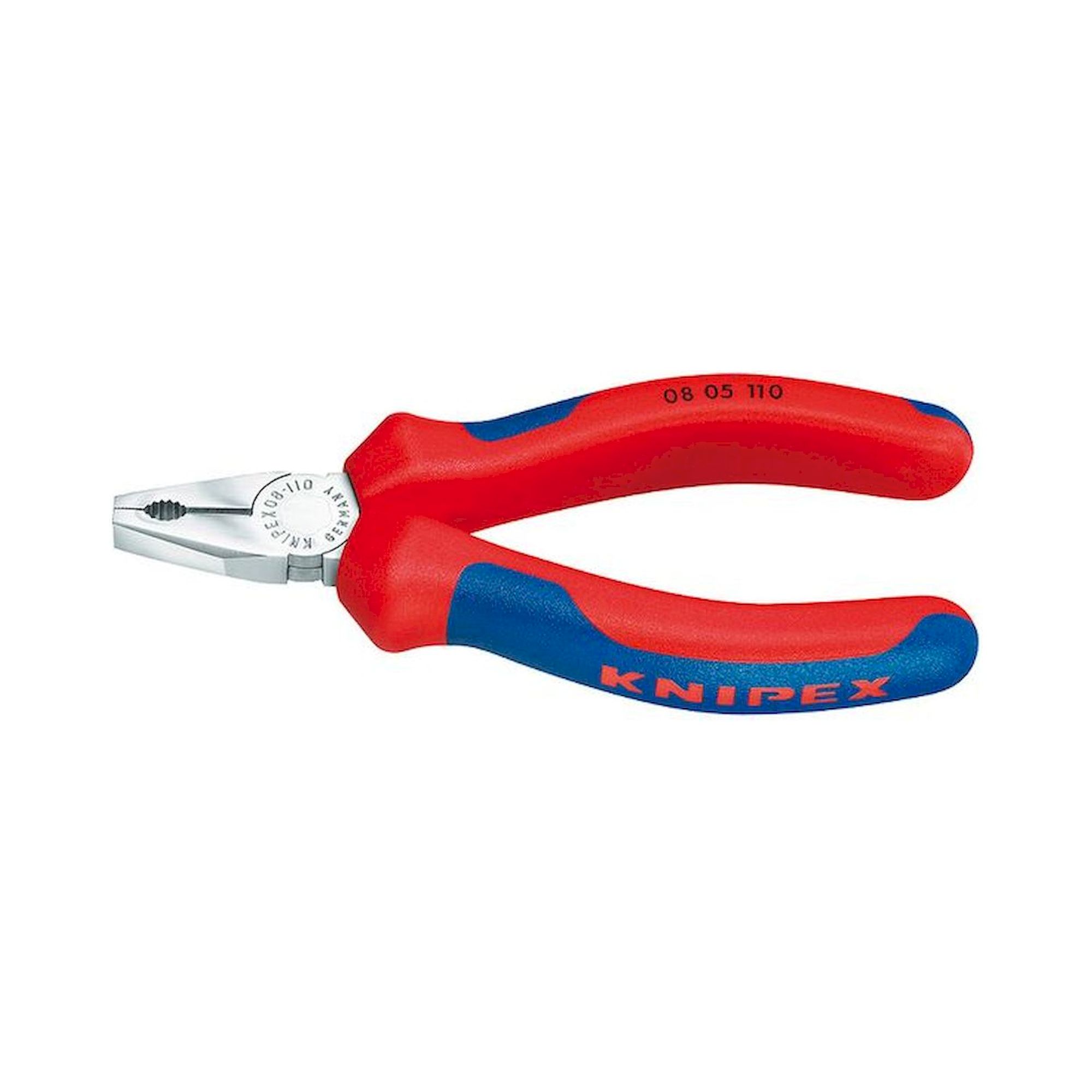 Knipex 08 05 110. Mini combination pliers, chrome-plated, with gripping zones for flat and ro with material, 110 mm