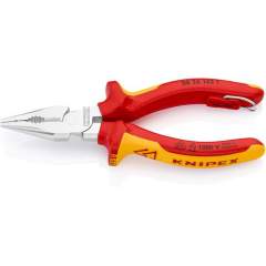 Knipex 08 26 145 T. Pointed combination pliers, chrome-plated, insulated, fixing eye, 145 mm