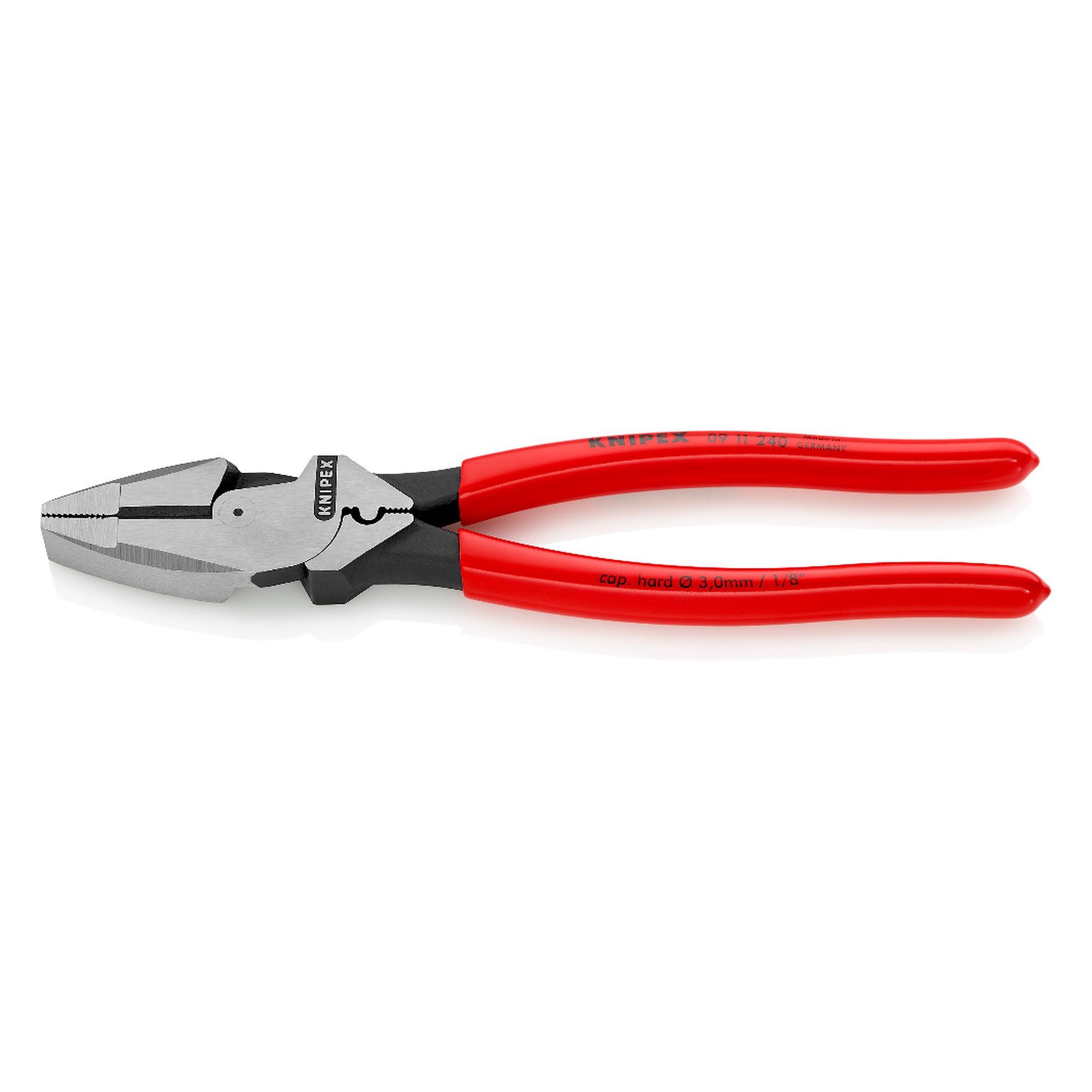 Kraft-Kombizange mit Kabel-Einziehhilfe und Dorn-Crimpstelle, 240 mm