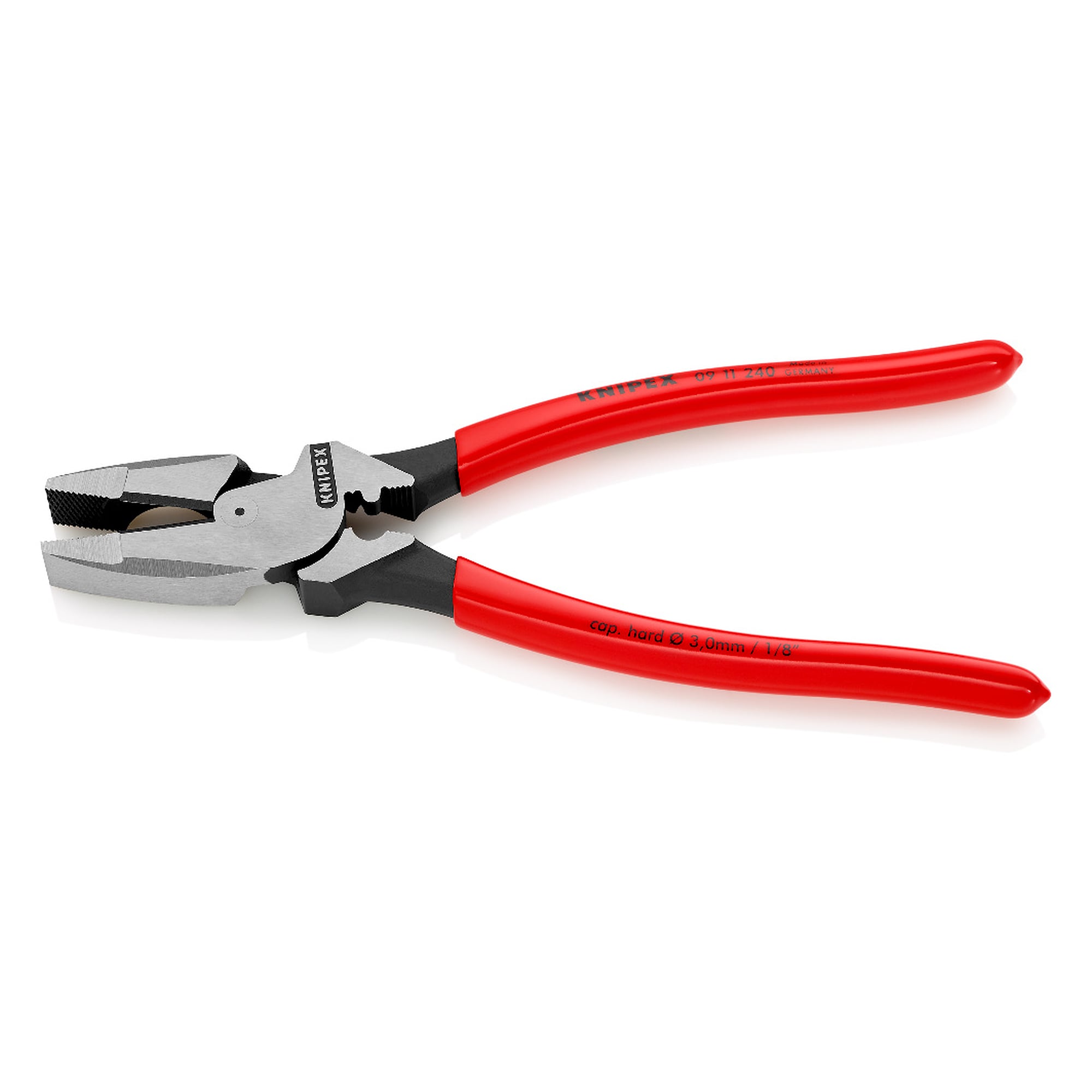 Kraft-Kombizange mit Kabel-Einziehhilfe und Dorn-Crimpstelle, 240 mm