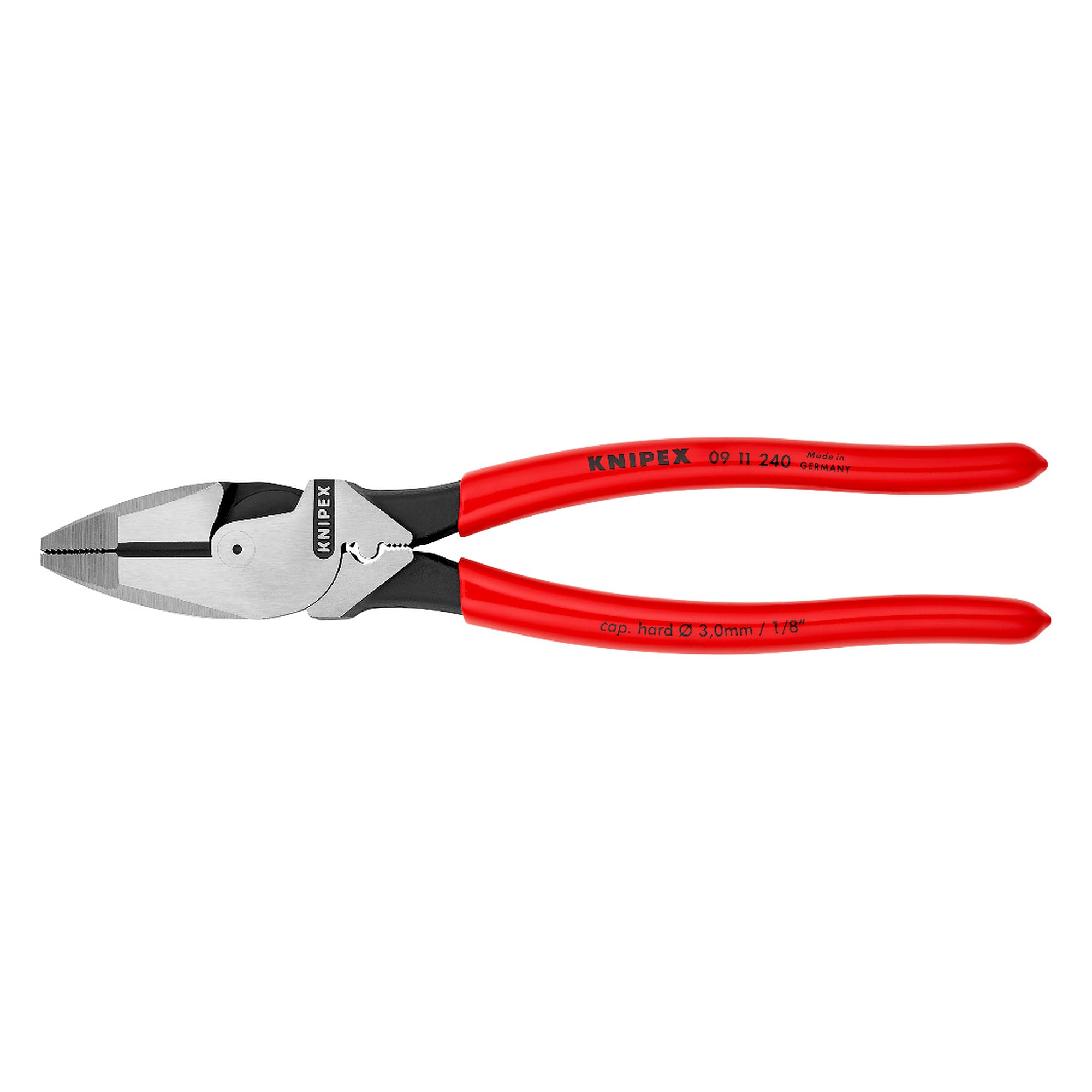 Kraft-Kombizange mit Kabel-Einziehhilfe und Dorn-Crimpstelle, 240 mm