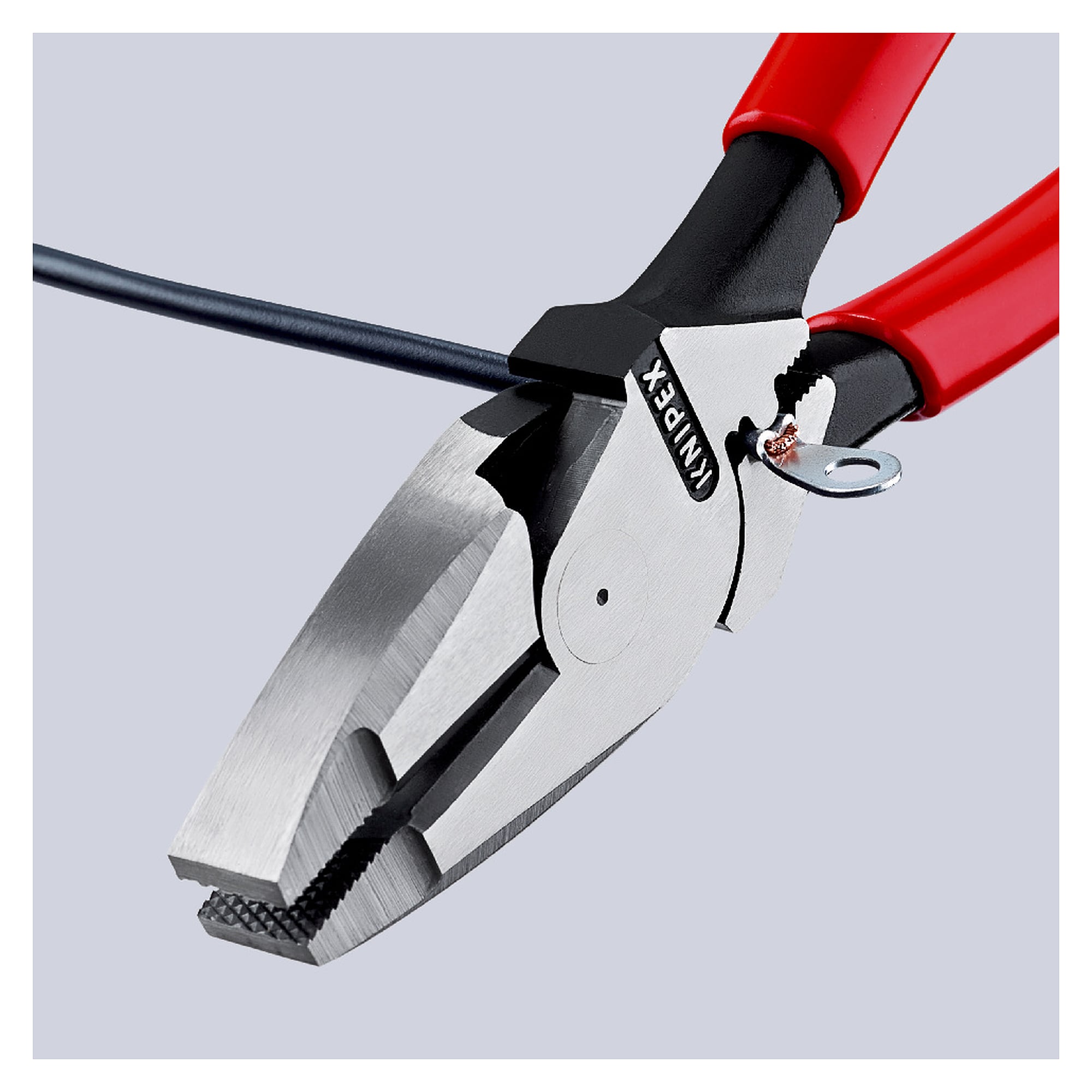 Kraft-Kombizange mit Kabel-Einziehhilfe und Dorn-Crimpstelle, 240 mm