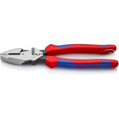 Knipex 09 12 240 T. "Lineman's Pliers" high-strength combination pliers, American model, black atramentized, with multi-component grips and fastening eyelet, 240 mm