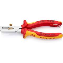 Knipex 11 06 160 T. Stripping pliers with opening spring, chrome-plated, insulated, fixing eyelet, 160 mm