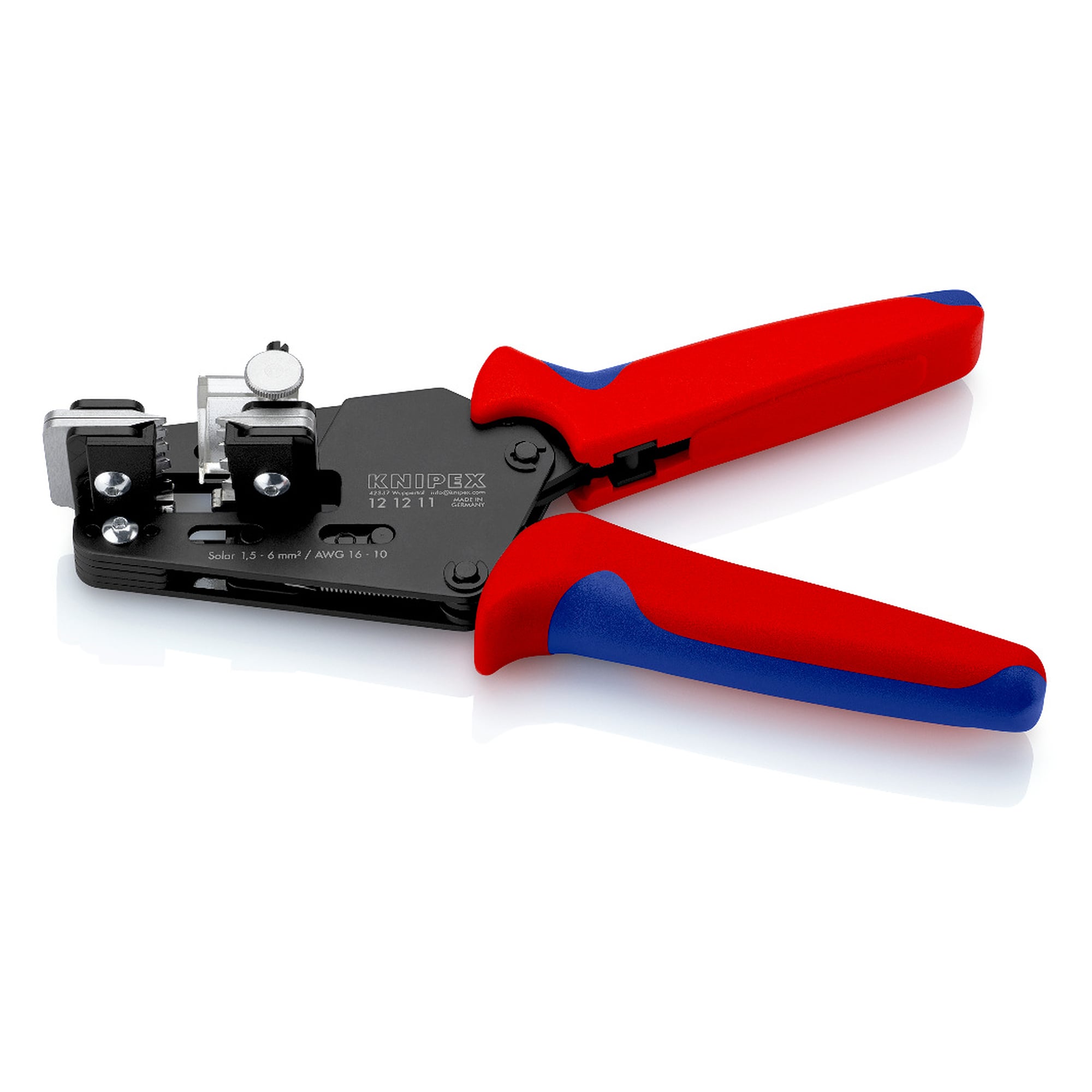 Pince à dénuder de précision à couteaux de forme pour câble PV 1,5 à 6 mm², AWG 16 à 10, 195 mm
