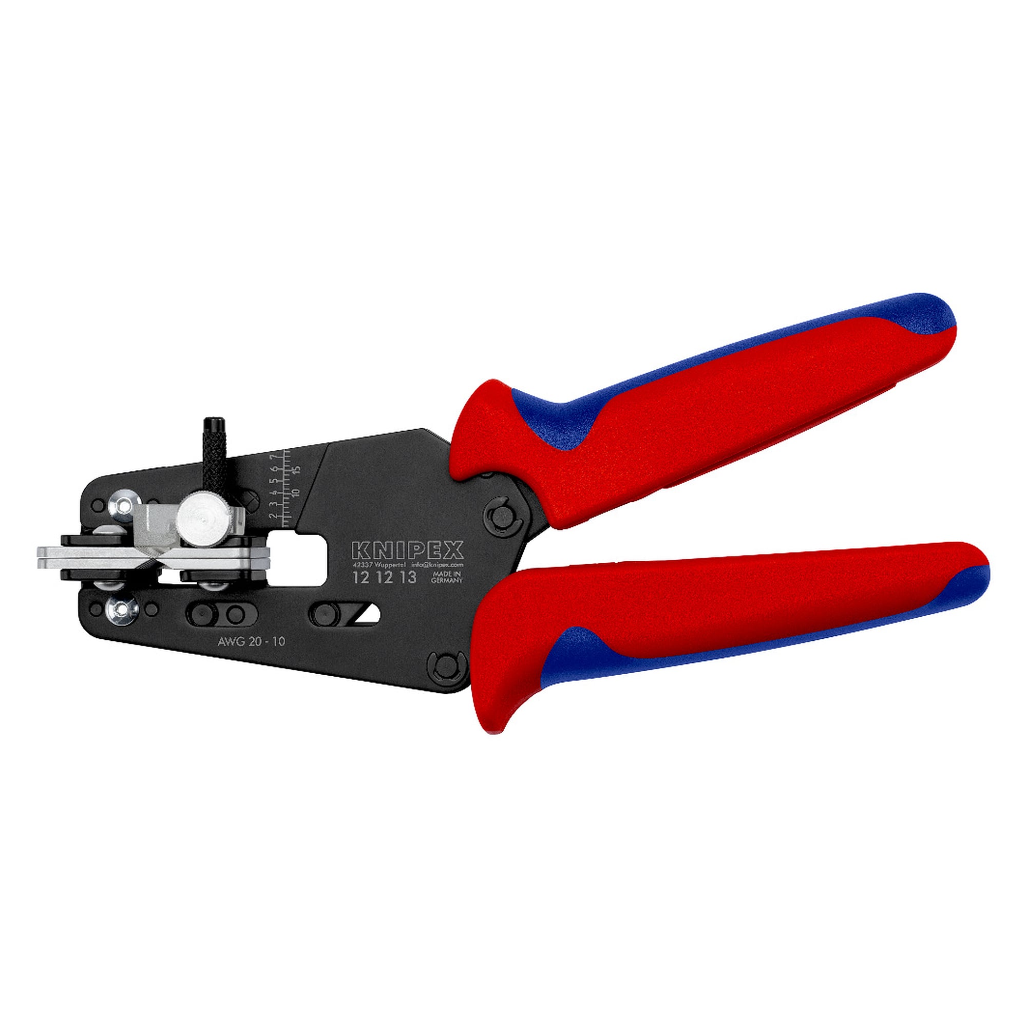 Präzisions-Abisolierzange mit auswechselbaren Formmessern für AWG 20 bis 10, brüniert, 195 mm