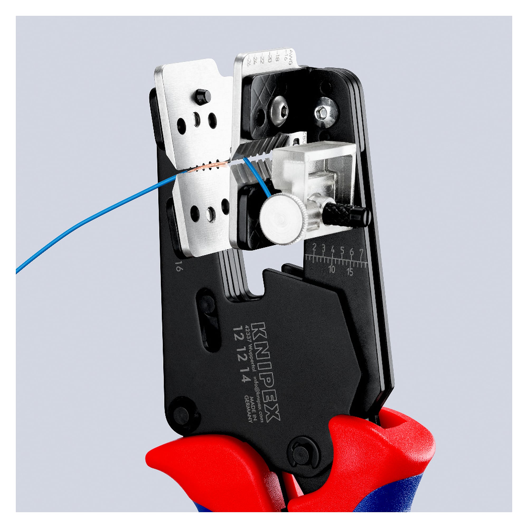 Präzisions-Abisolierzange mit Formmessern für PTFE-Kabel AWG 26 bis 16, 195 mm