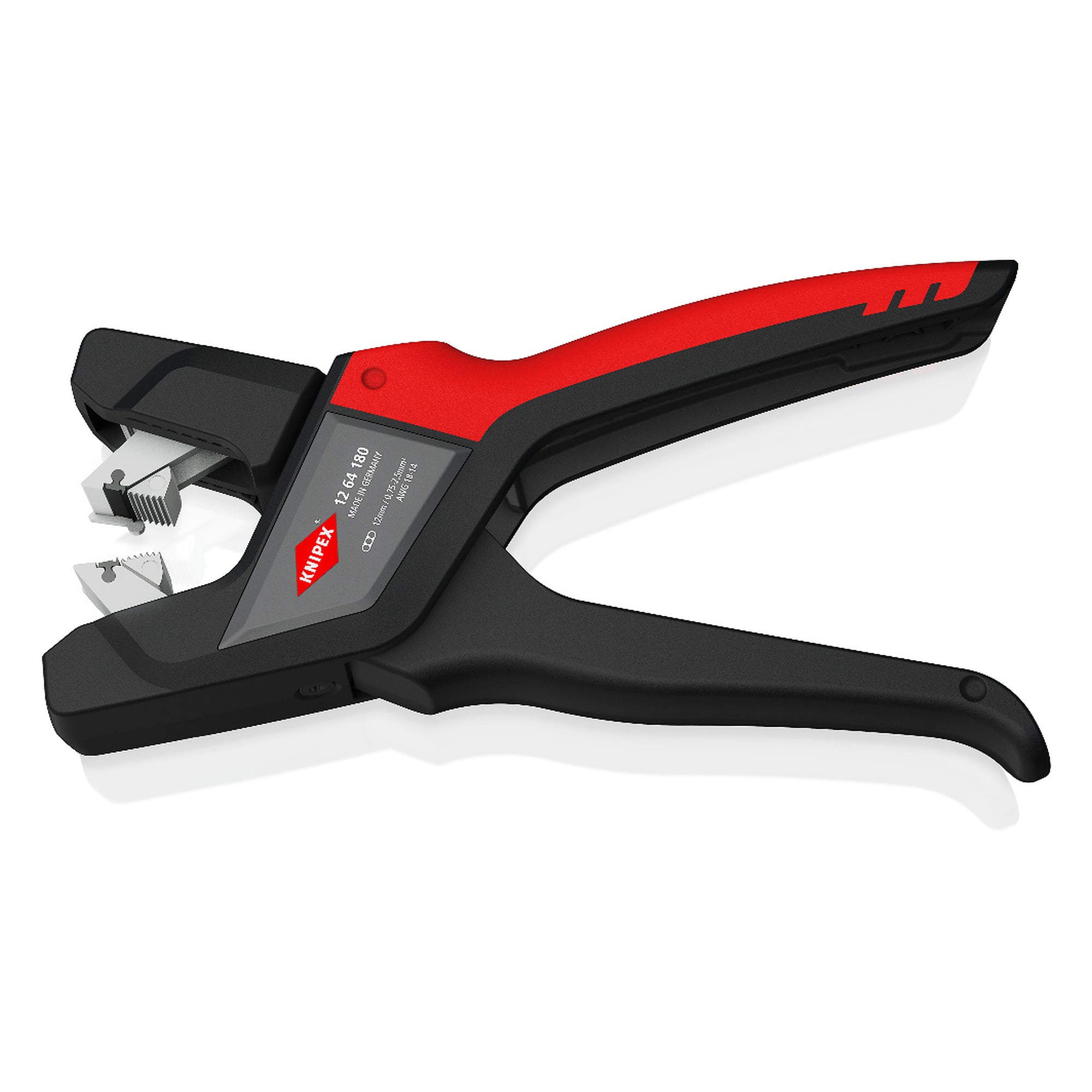Automatic flat cable stripping pliers for PVC cables up to 12 mm wide, 180 mm