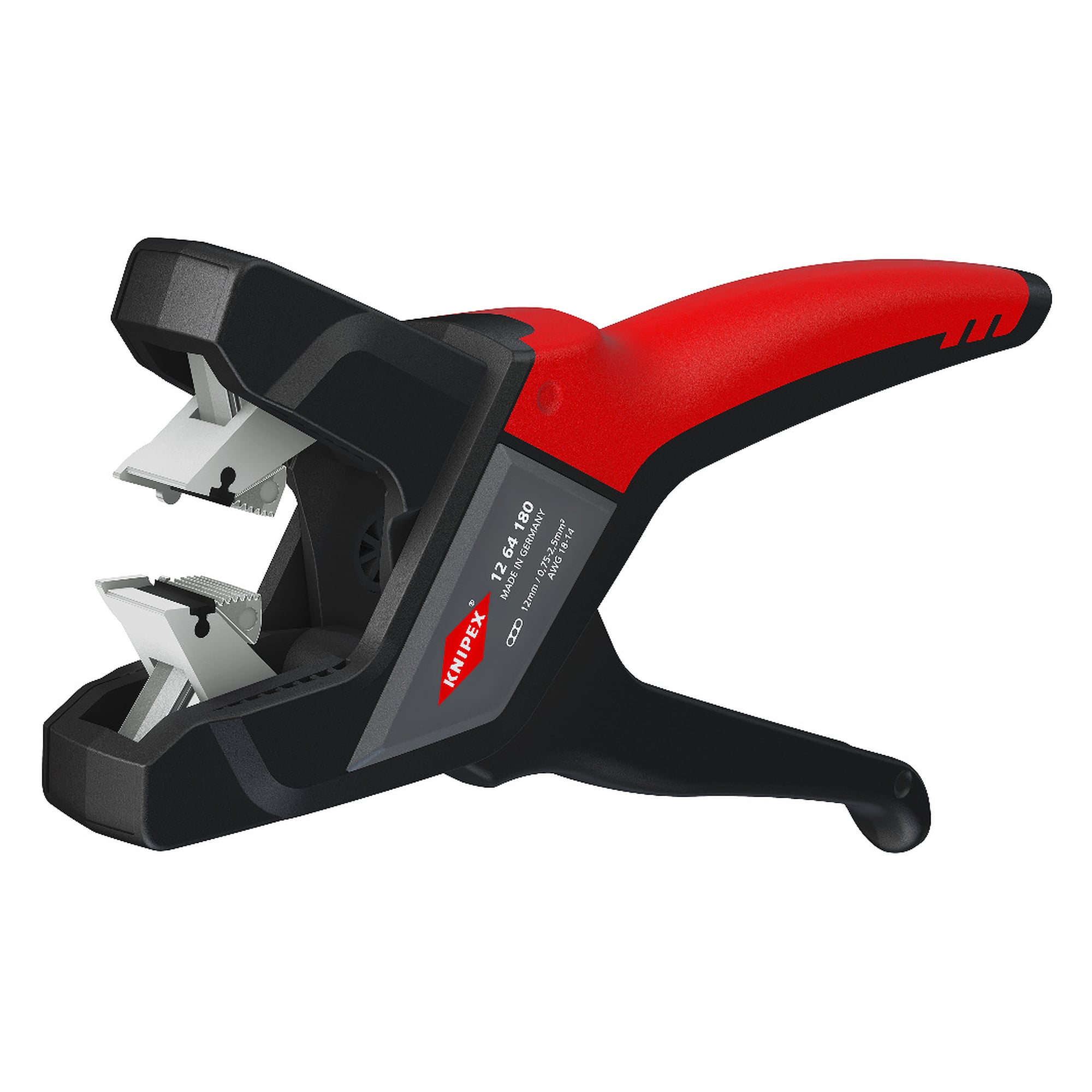 Automatic flat cable stripping pliers for PVC cables up to 12 mm wide, 180 mm