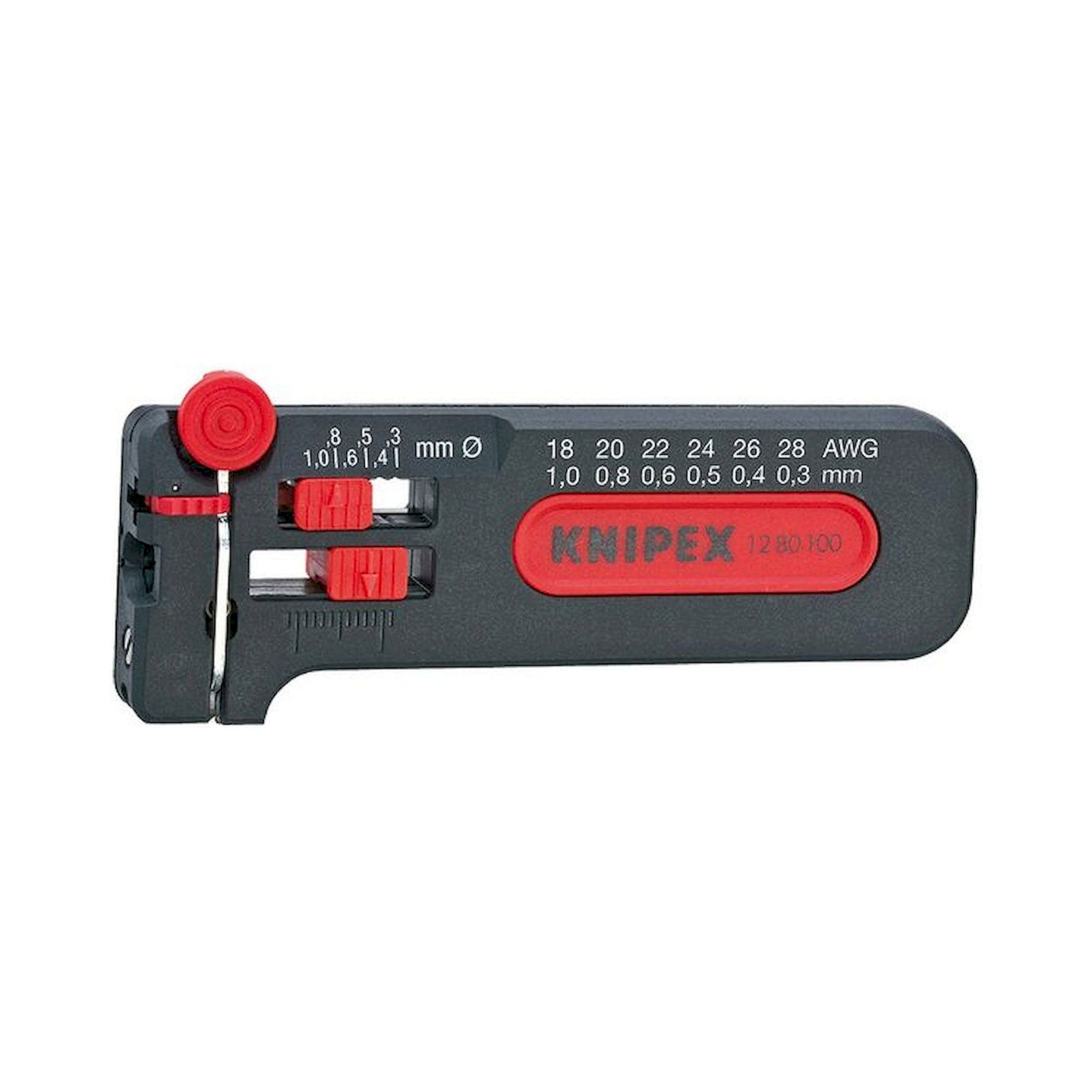 Knipex 12 80 100 SB. Mini stripper, 0.3 – 1.0 mm, sales packaging