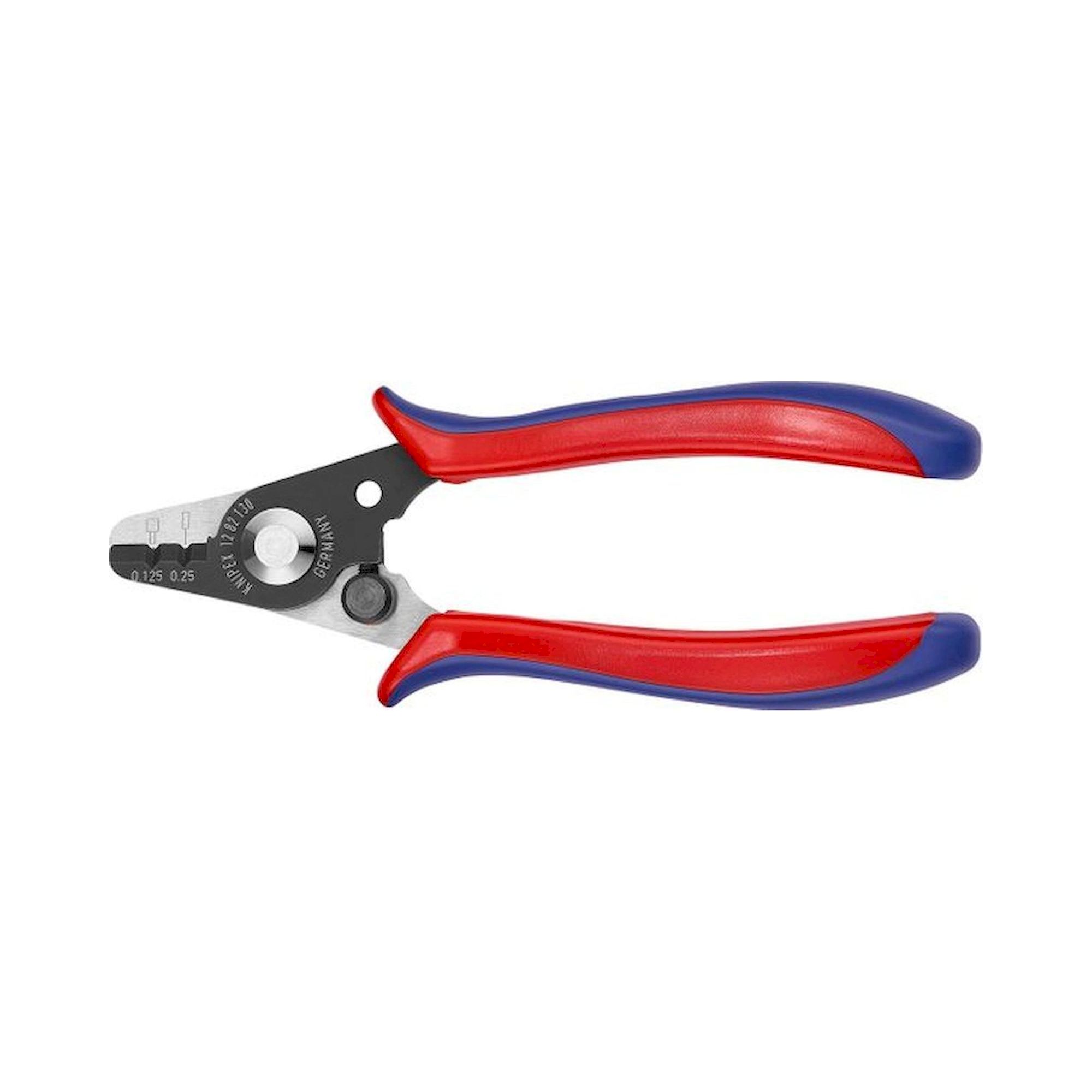 Knipex 12 82 130 SB. Pince à dénuder pour câbles à fibres optiques, brunie, avec poignées en plastique, 130 mm, emballage SB