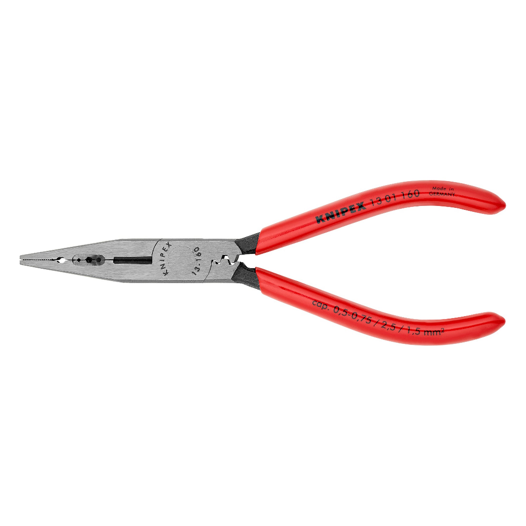 Electricians' pliers for gripping, bending, cutting, stripping and crimping, 160 mm