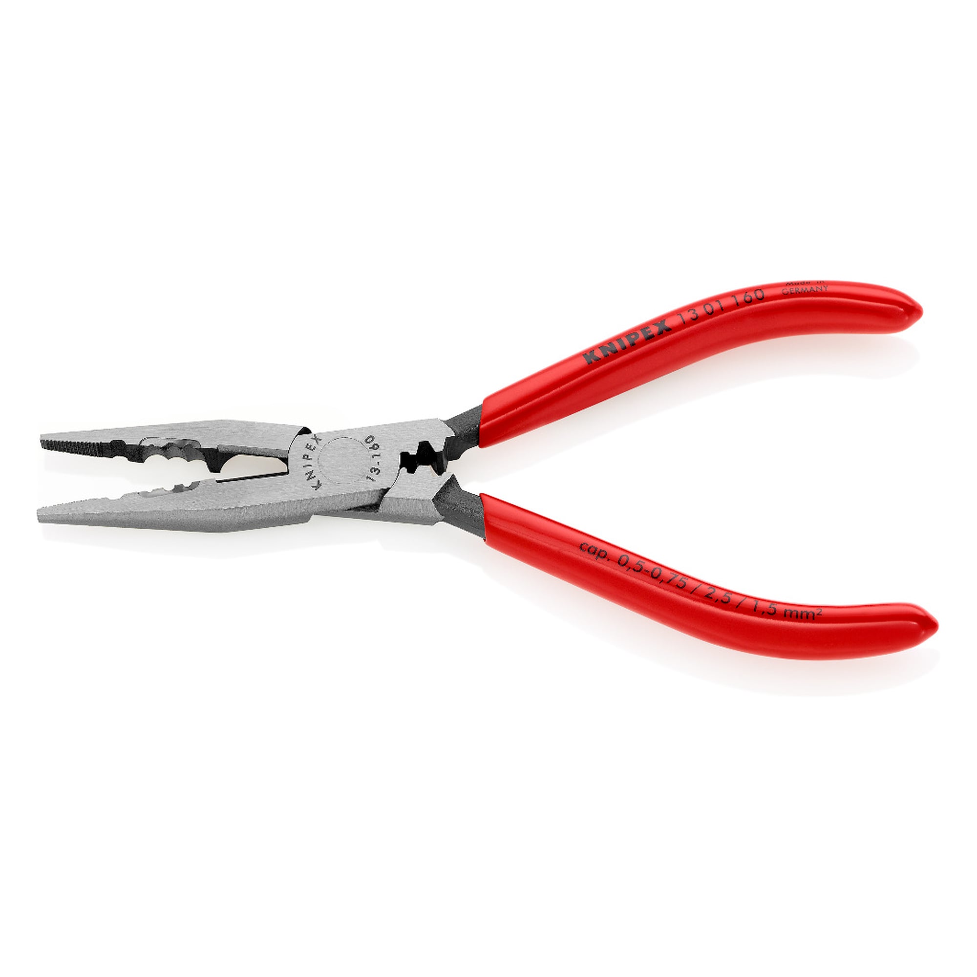 Electricians' pliers for gripping, bending, cutting, stripping and crimping, 160 mm