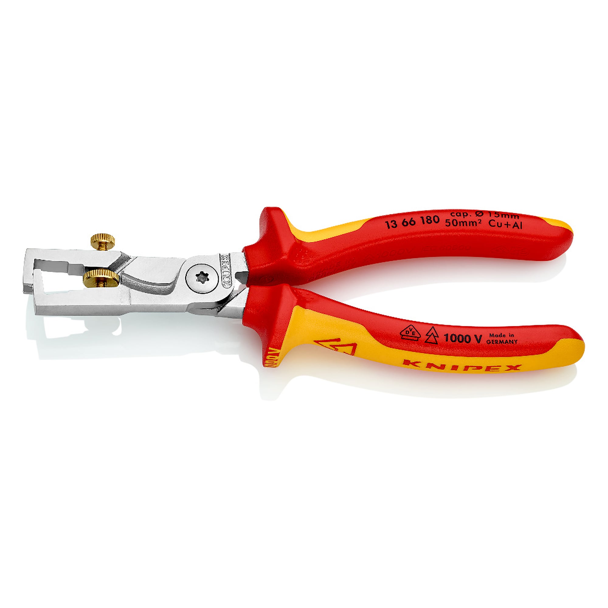 Pince à dénuder StriX VDE avec coupe-câbles jusqu'à Ø 15 mm, chromée, 180 mm