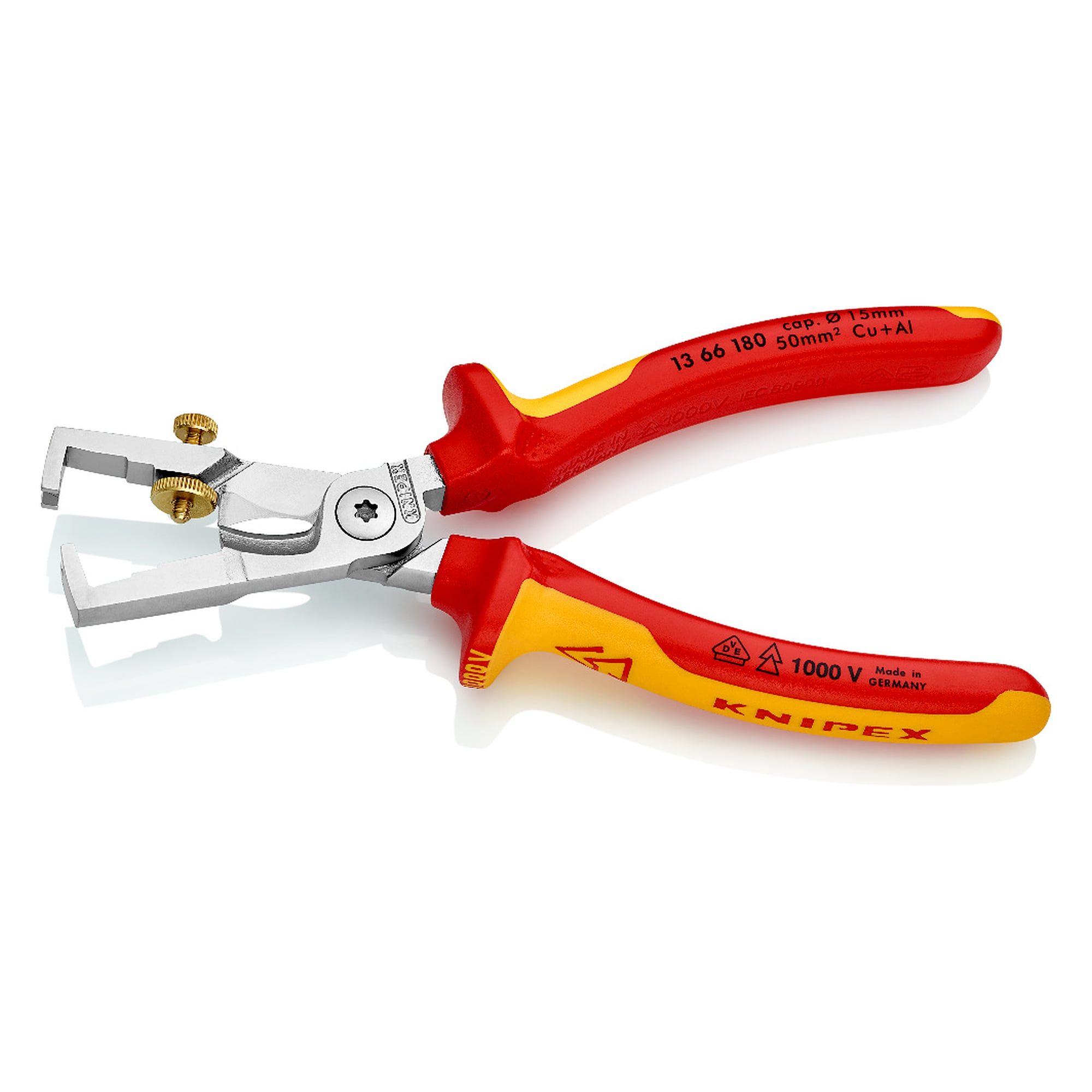 Pince à dénuder StriX VDE avec coupe-câbles jusqu'à Ø 15 mm, chromée, 180 mm
