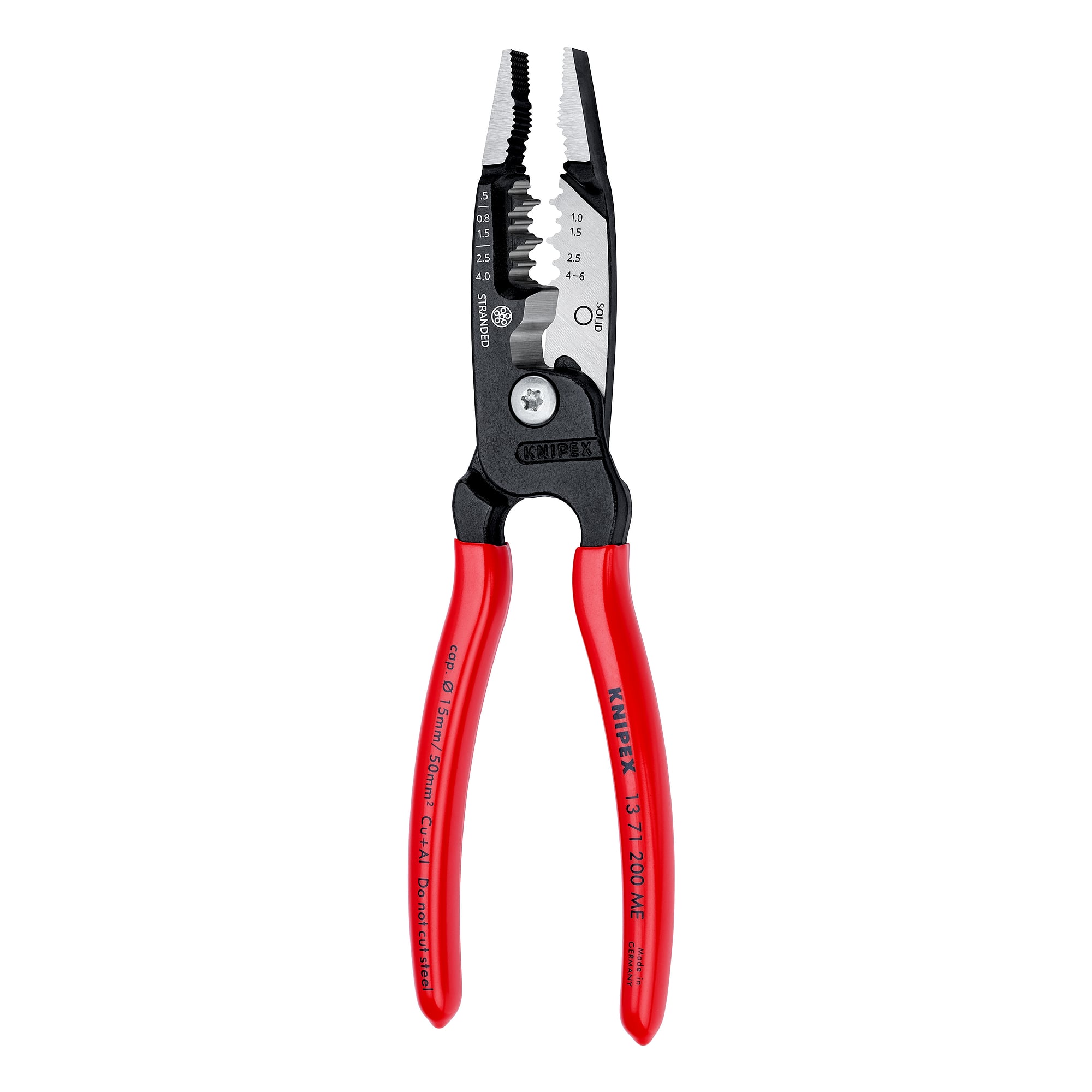 Multifunctional electricians' pliers metric version for 0.75 to 6 mm², cables up to 15 mm, 200 mm