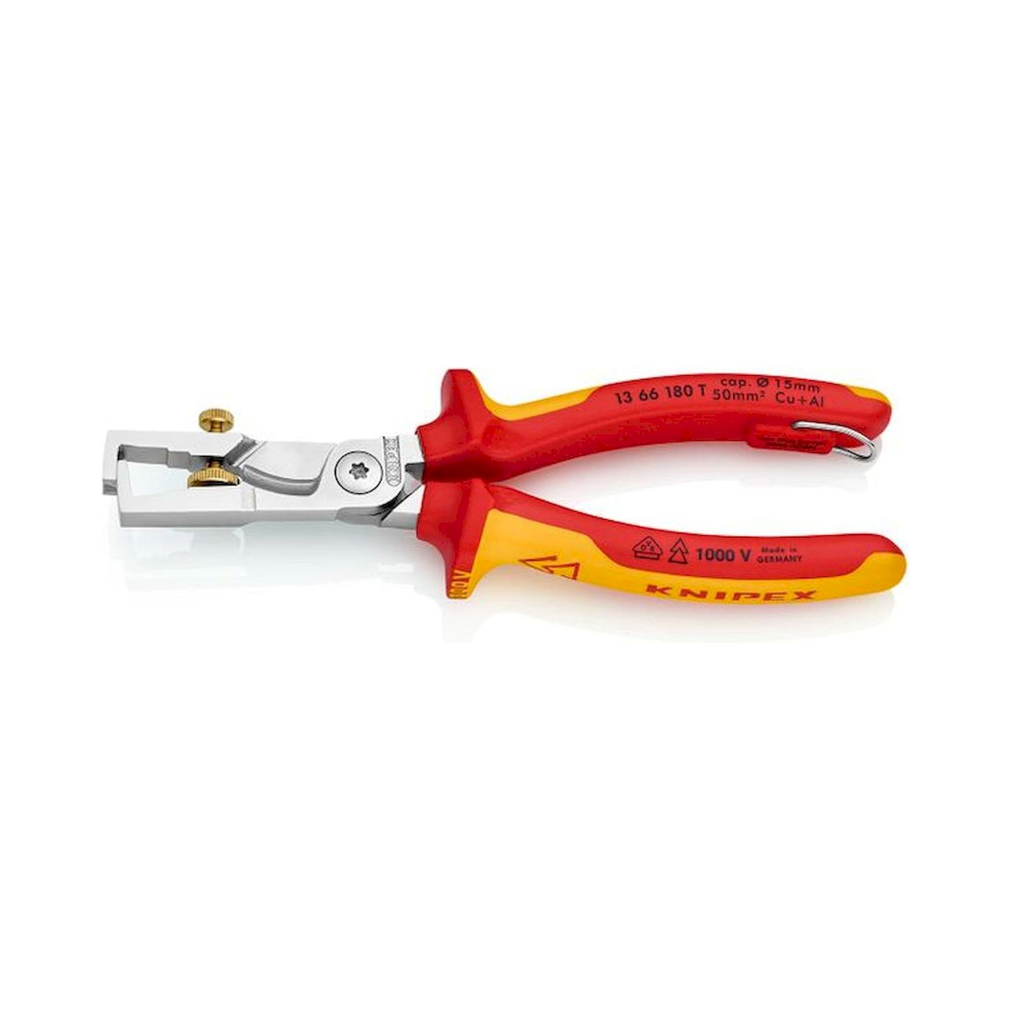 Knipex 13 66 180 T. Pinces à dénuder StriX® avec cisailles, chromées