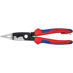 Knipex 13 82 200 T. Electrical installation pliers, black atramentized, fastening eyelet, 200 mm