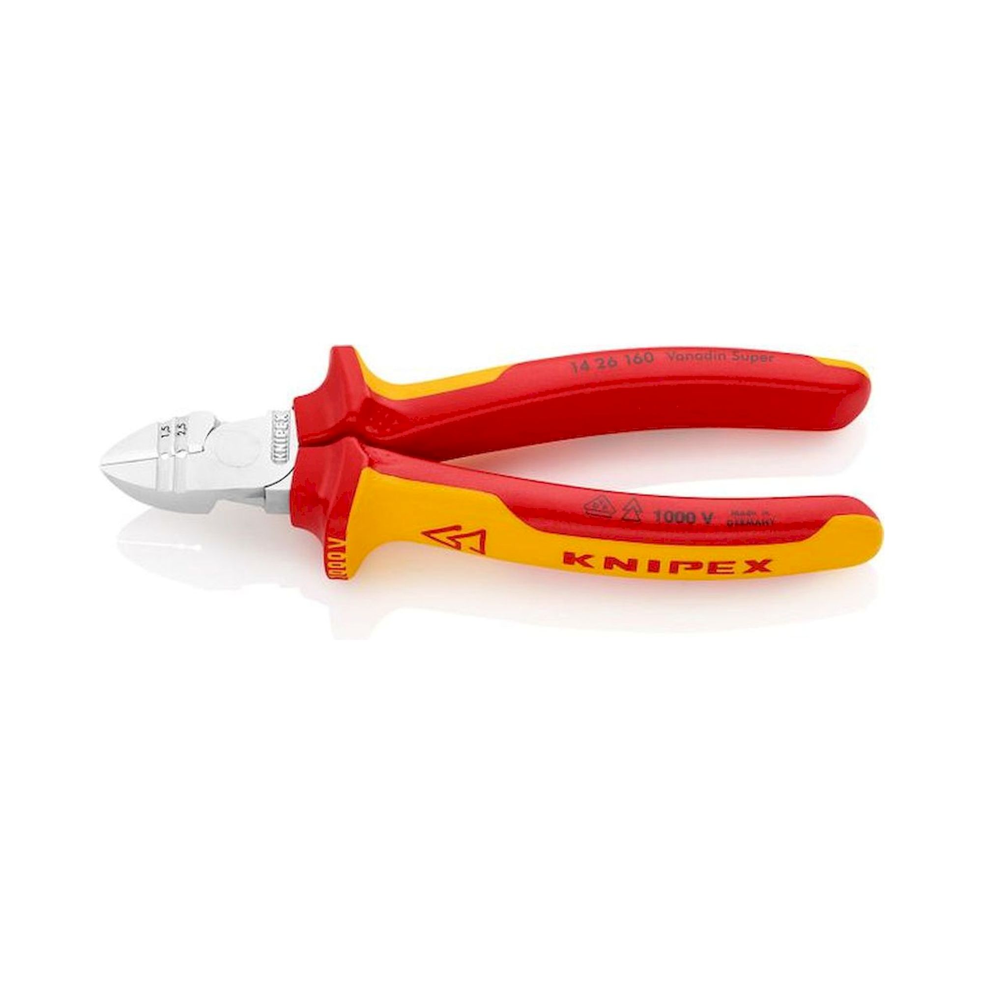 Knipex 14 26 160. Abisolier-Seitenschneider, verchromt, isoliert, 160 mm
