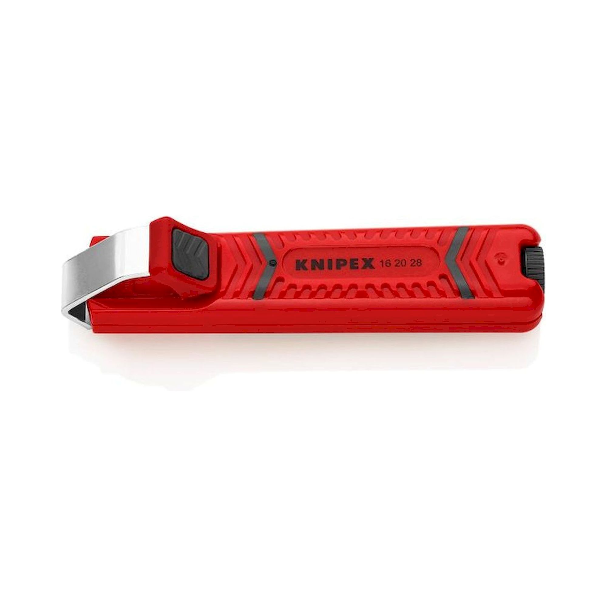 Knipex 16 20 28 SB. Dismantling tool with drag blade 8.0 - 28.0 mm, impact-resistant plastic housing, 130 mm, sales packaging