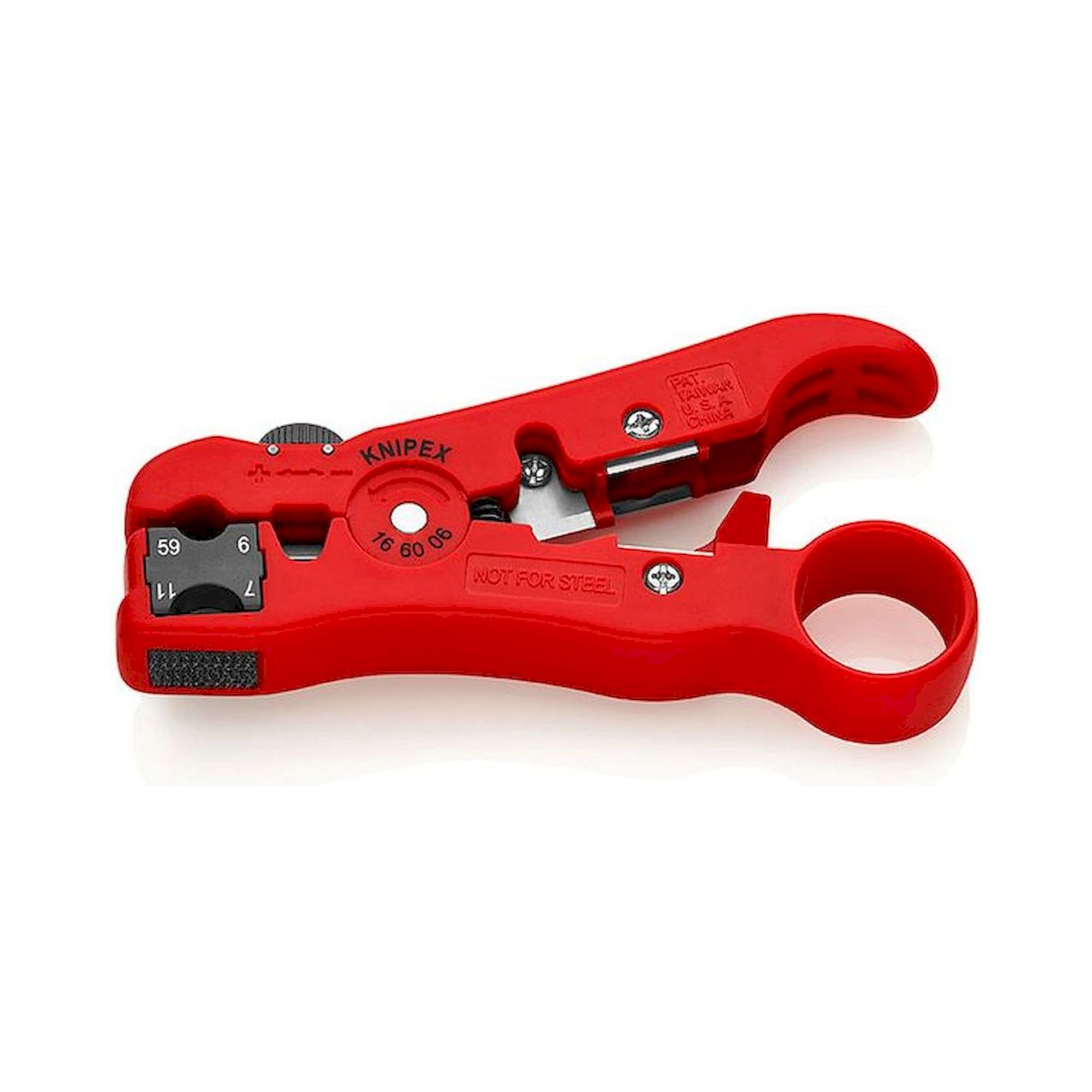 Knipex 16 60 06 SB. Stripping tool for coaxial and data cables, RG 59 / 6 / 7 / 11, sales packaging