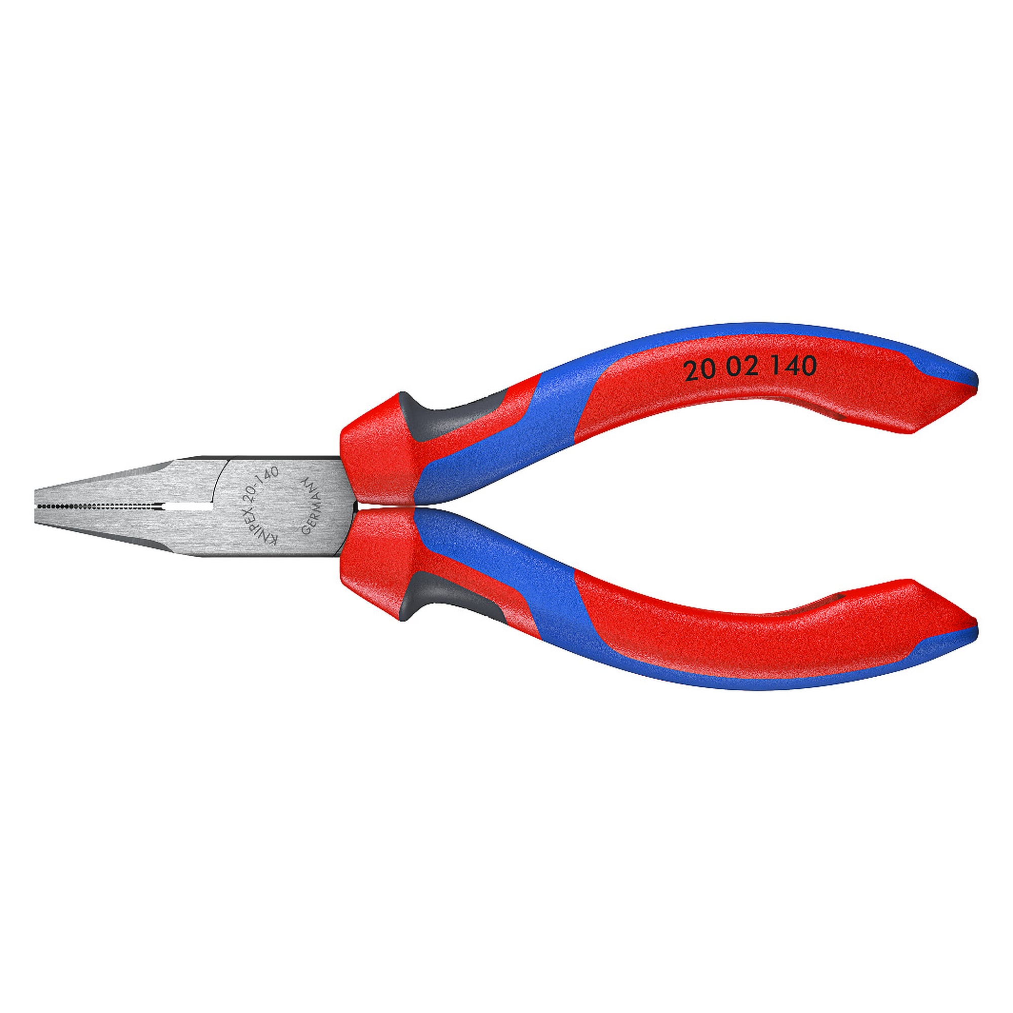 Flat nose pliers with knurled gripping surfaces and comfort handles, 140 mm