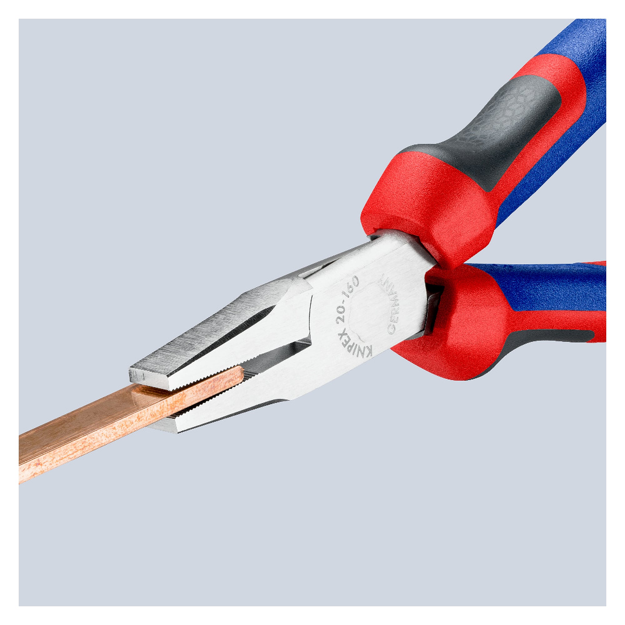 Flat nose pliers chrome-plated with knurled jaws and comfort handles, 160 mm