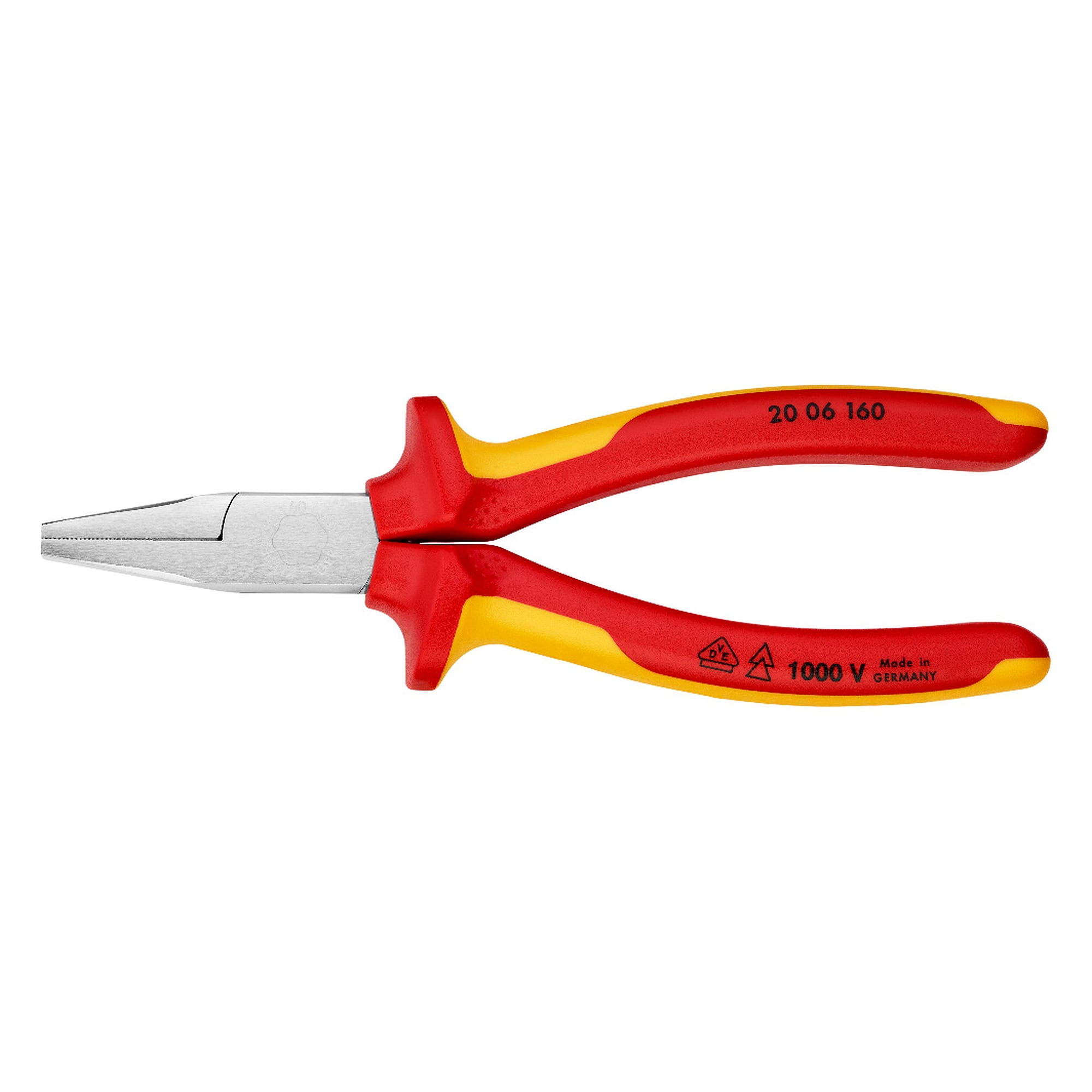 Flachzange isoliert VDE, breite gezahnte Backen 30 mm, 160 mm