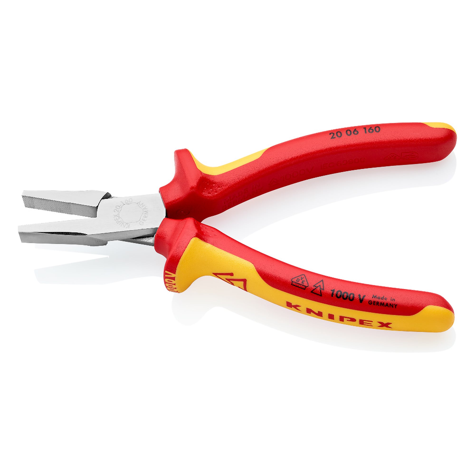 Flachzange isoliert VDE, breite gezahnte Backen 30 mm, 160 mm