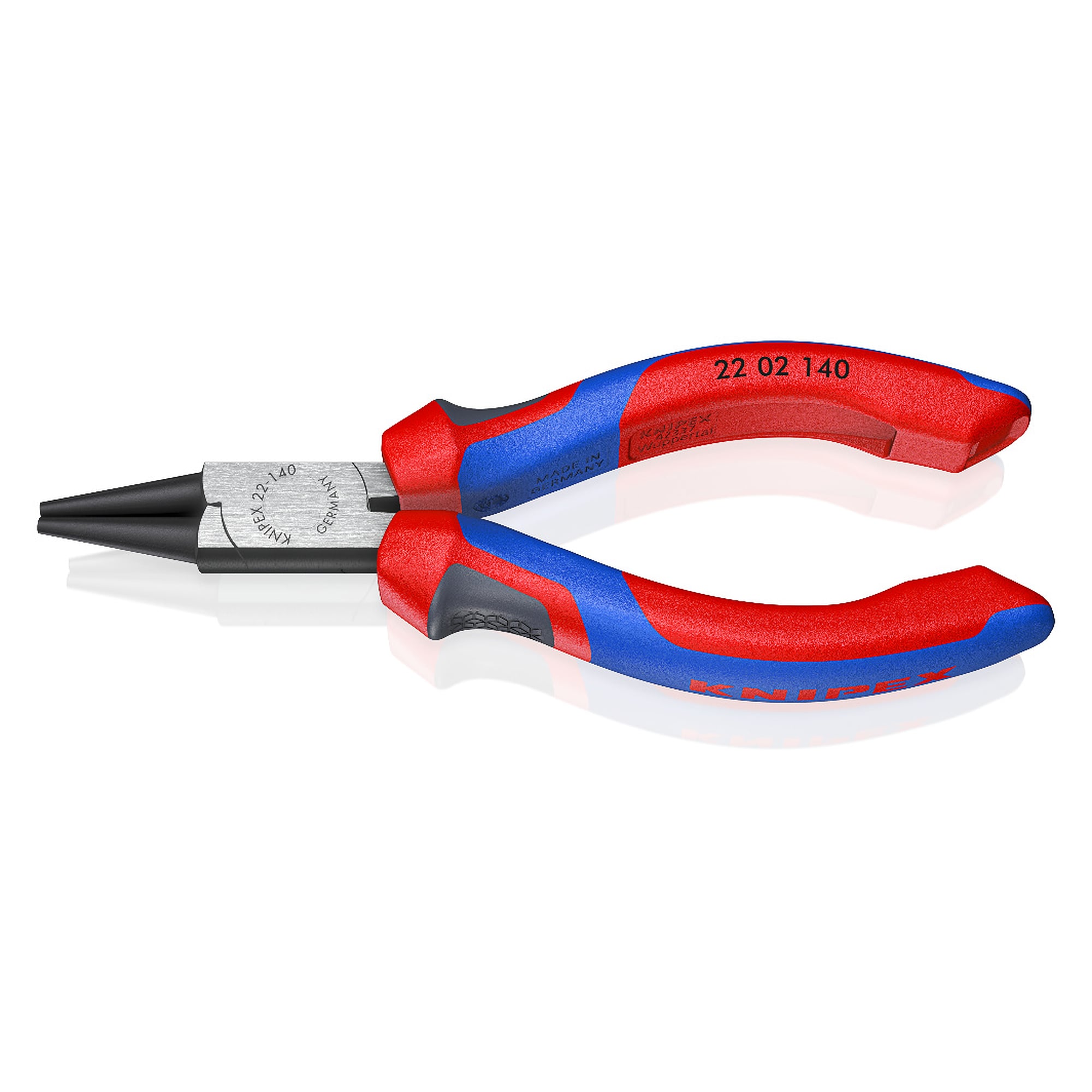 Pince à becs ronds à poignées confort pour boucles de fil, atramentée noir, 140 mm