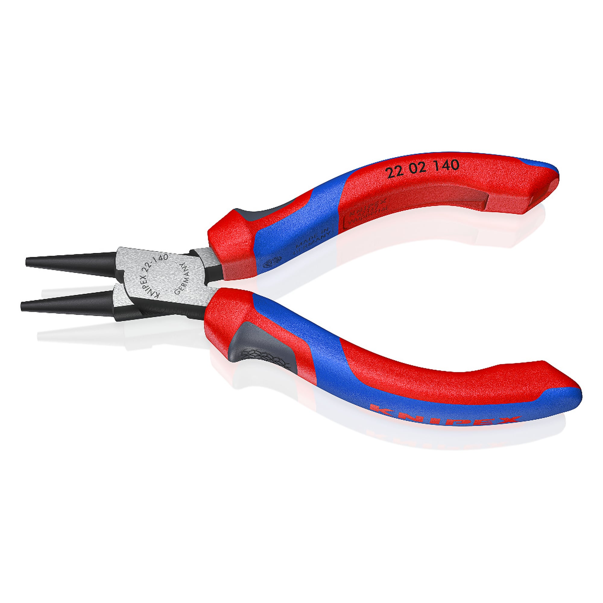Pince à becs ronds à poignées confort pour boucles de fil, atramentée noir, 140 mm