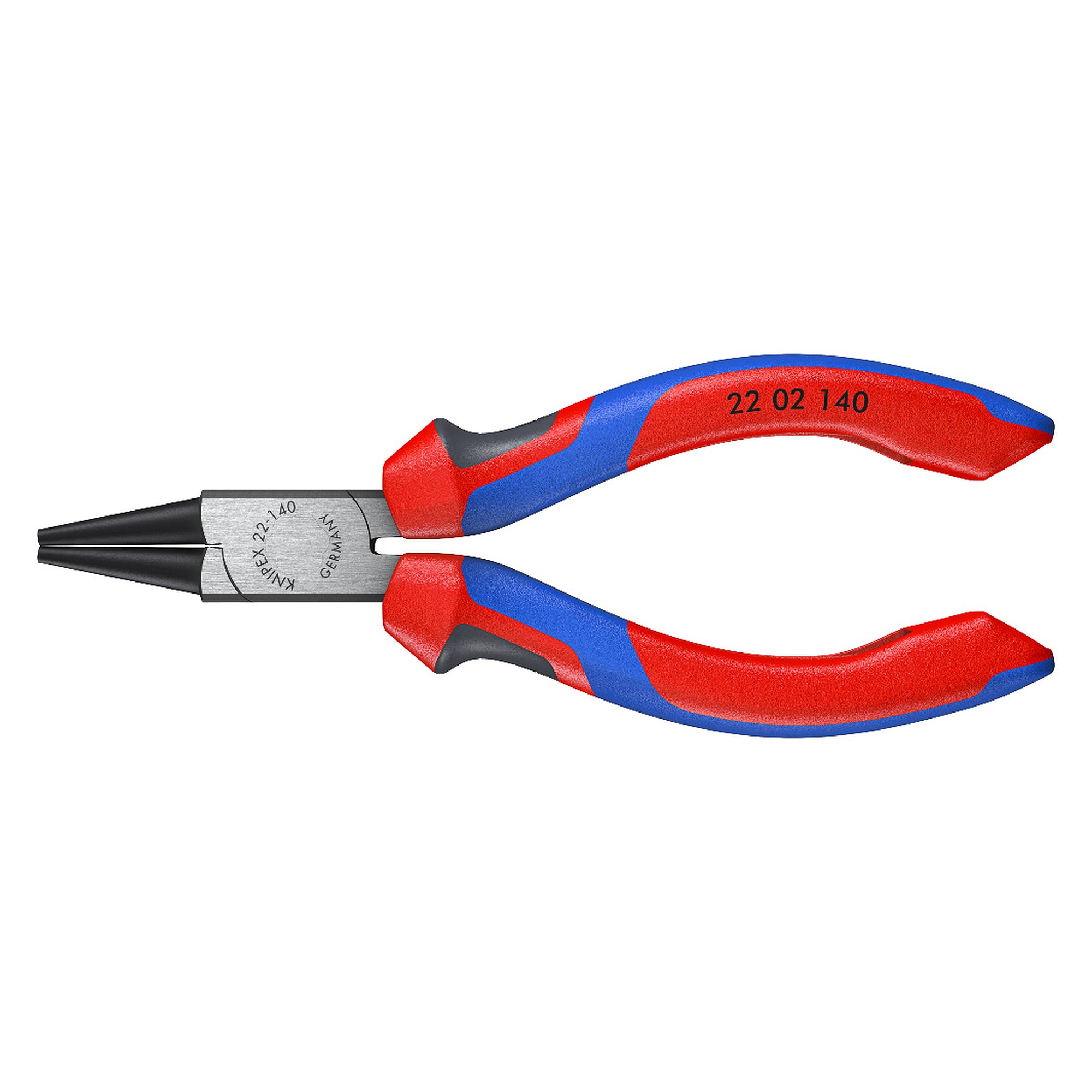 Pince à becs ronds à poignées confort pour boucles de fil, atramentée noir, 140 mm