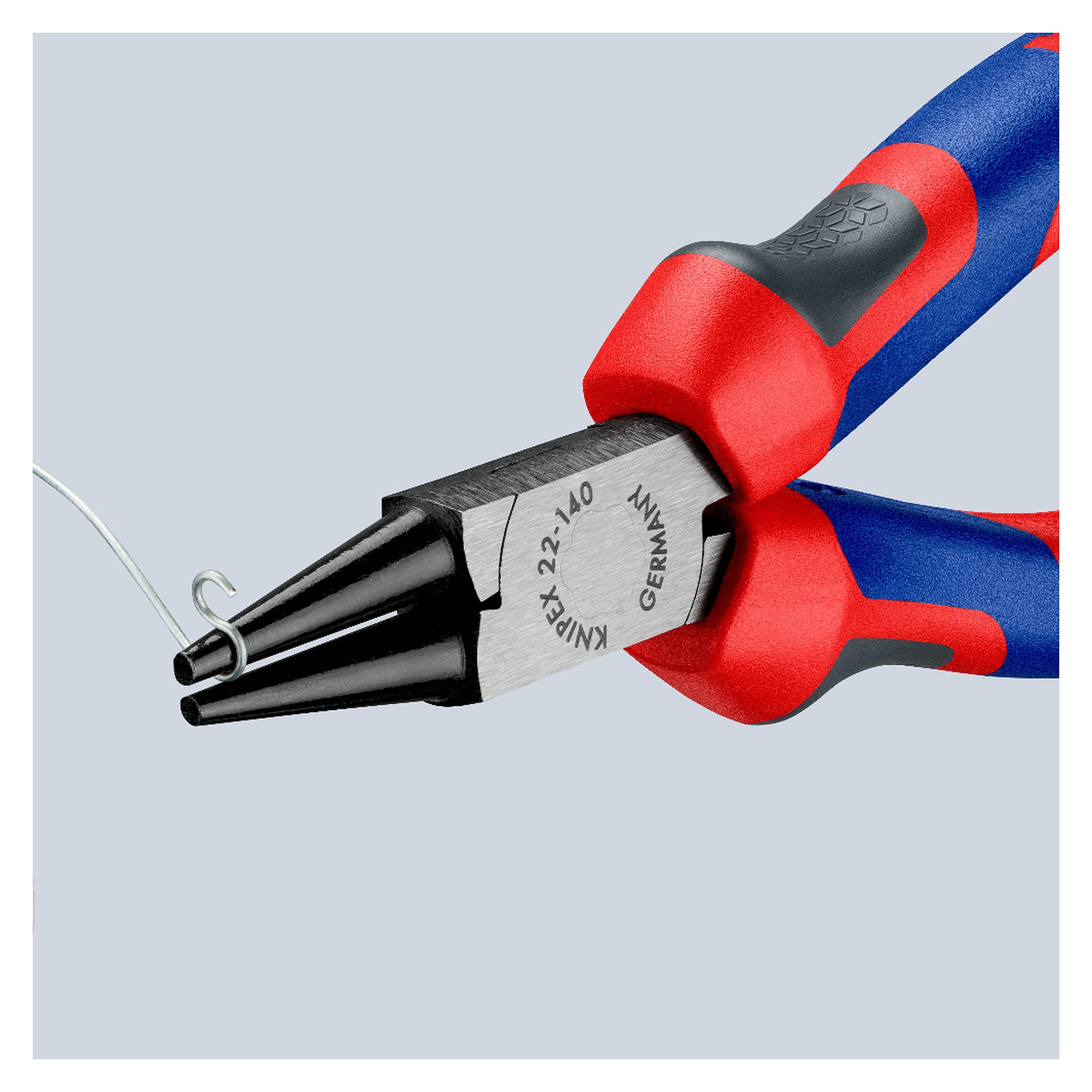 Pince à becs ronds à poignées confort pour boucles de fil, atramentée noir, 140 mm