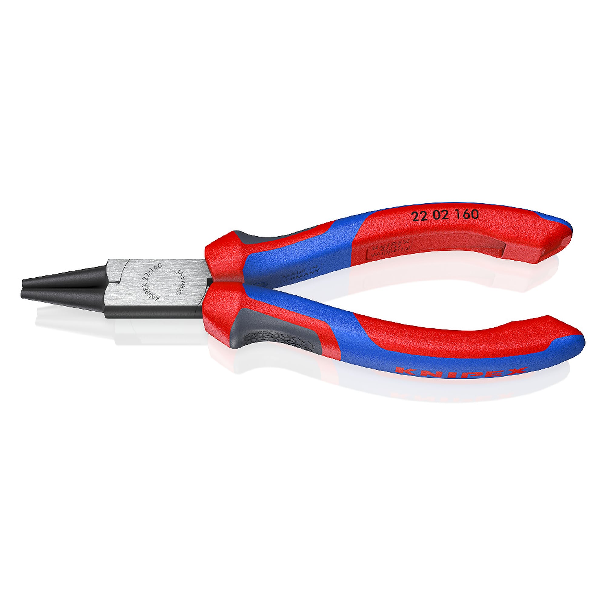 Pince à becs ronds à poignées confort pour boucles de fil, atramentée noir, 160 mm