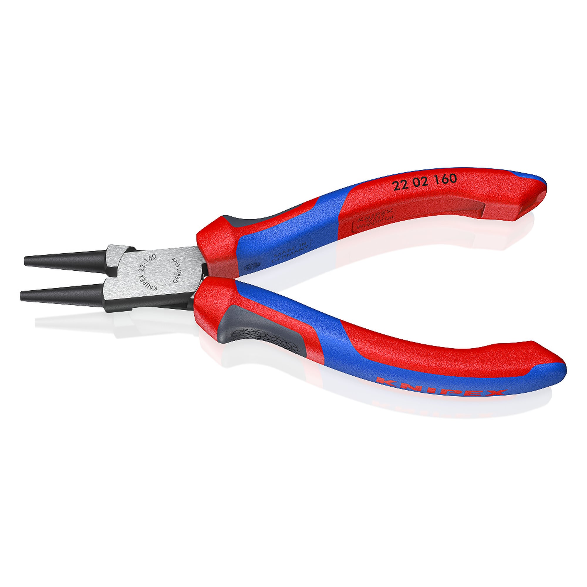 Pince à becs ronds à poignées confort pour boucles de fil, atramentée noir, 160 mm