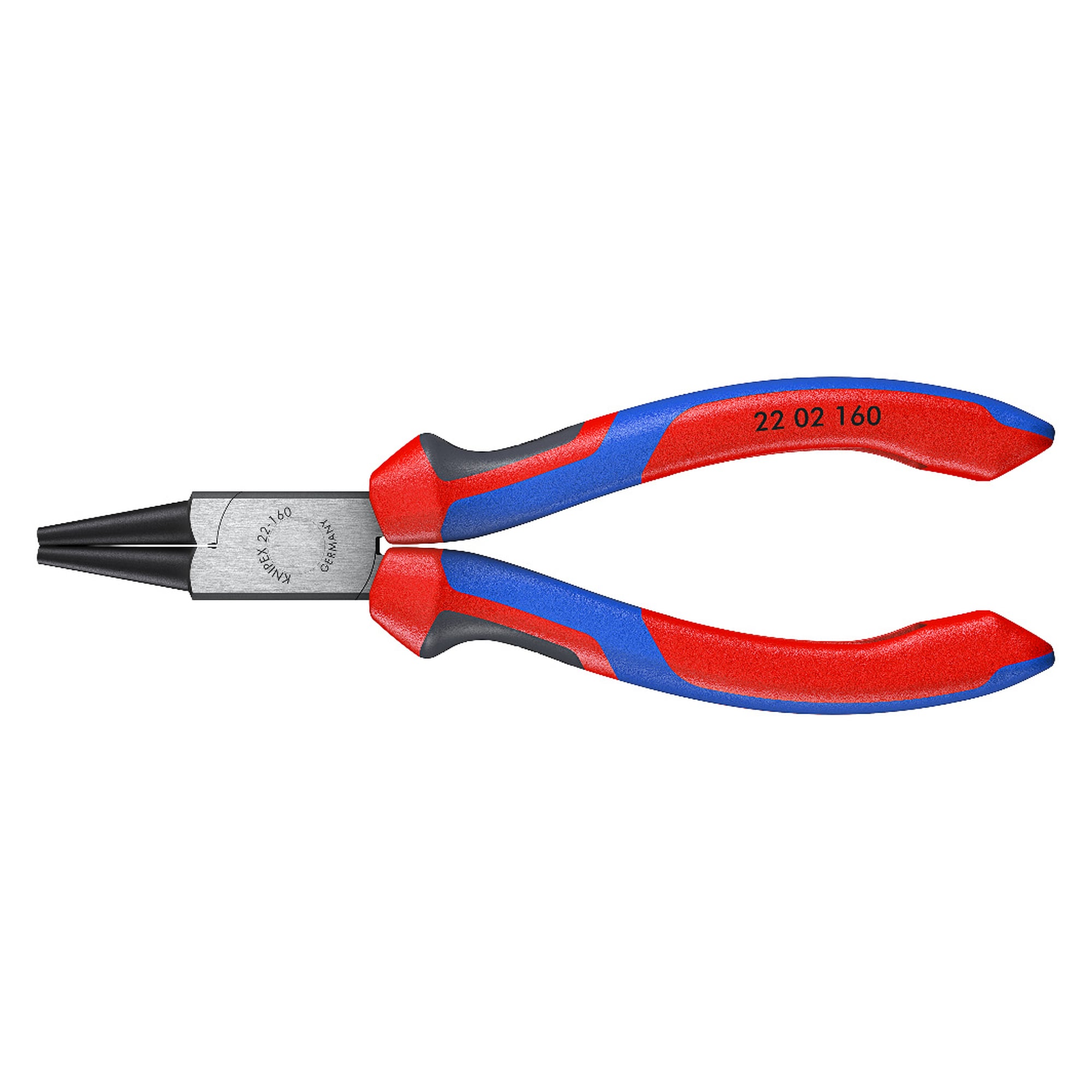 Pince à becs ronds à poignées confort pour boucles de fil, atramentée noir, 160 mm