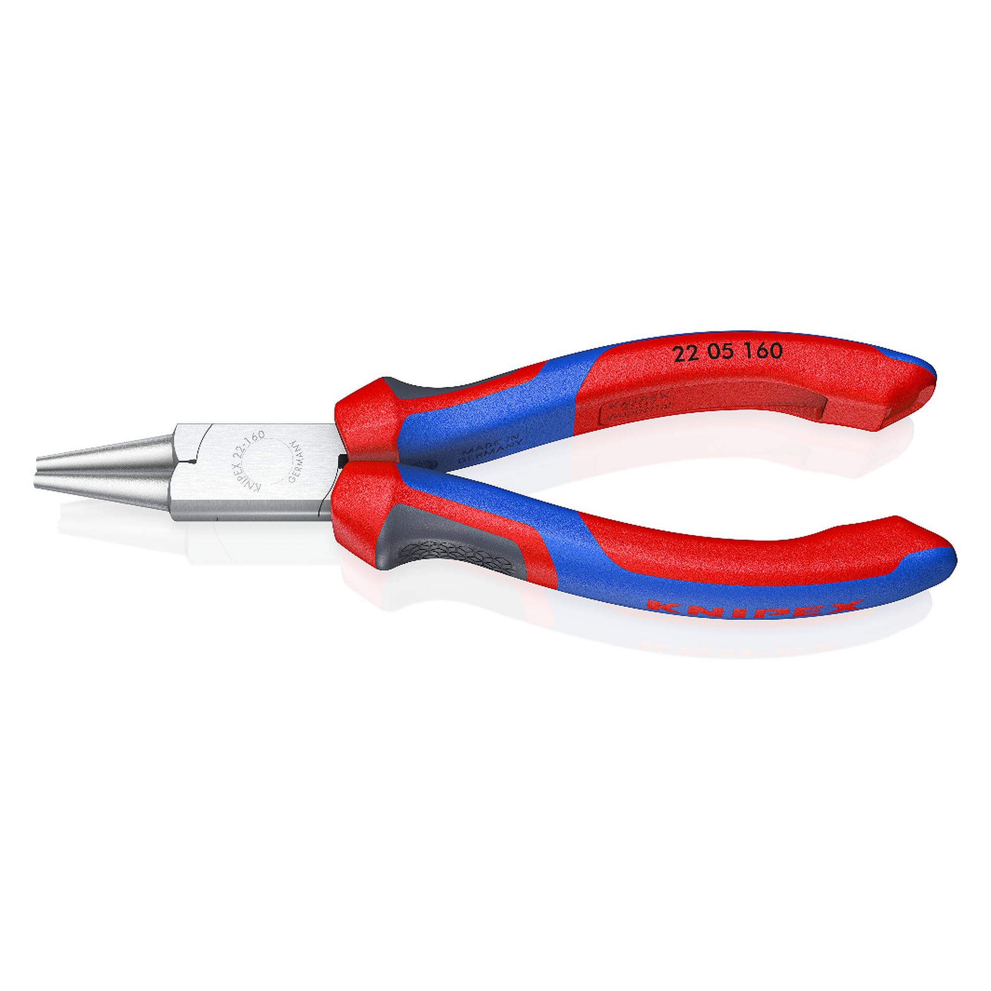 Round nose pliers with comfort handles for wire loops, chrome-plated, 160 mm