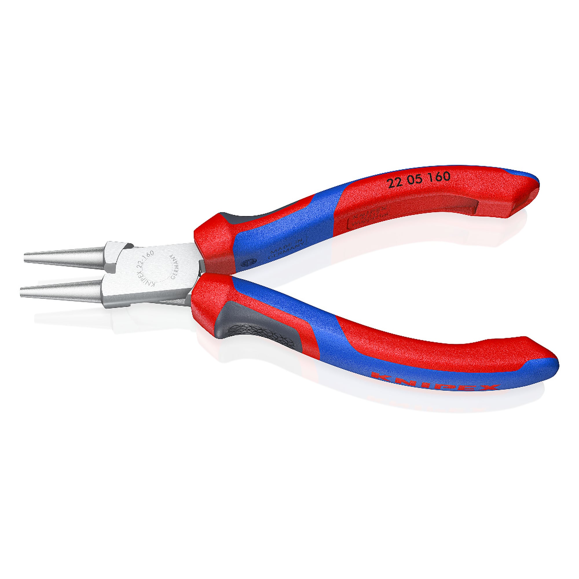 Round nose pliers with comfort handles for wire loops, chrome-plated, 160 mm