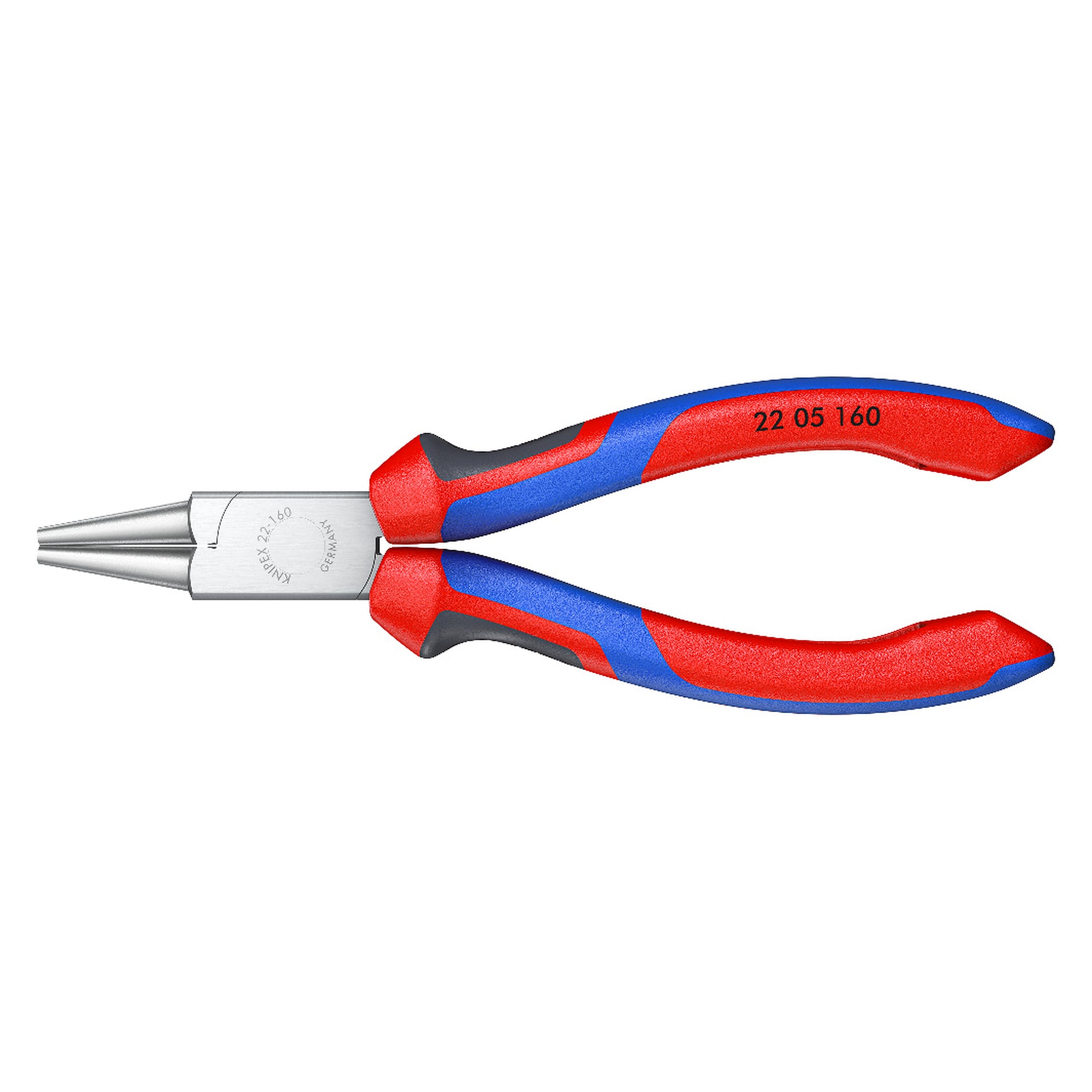 Round nose pliers with comfort handles for wire loops, chrome-plated, 160 mm