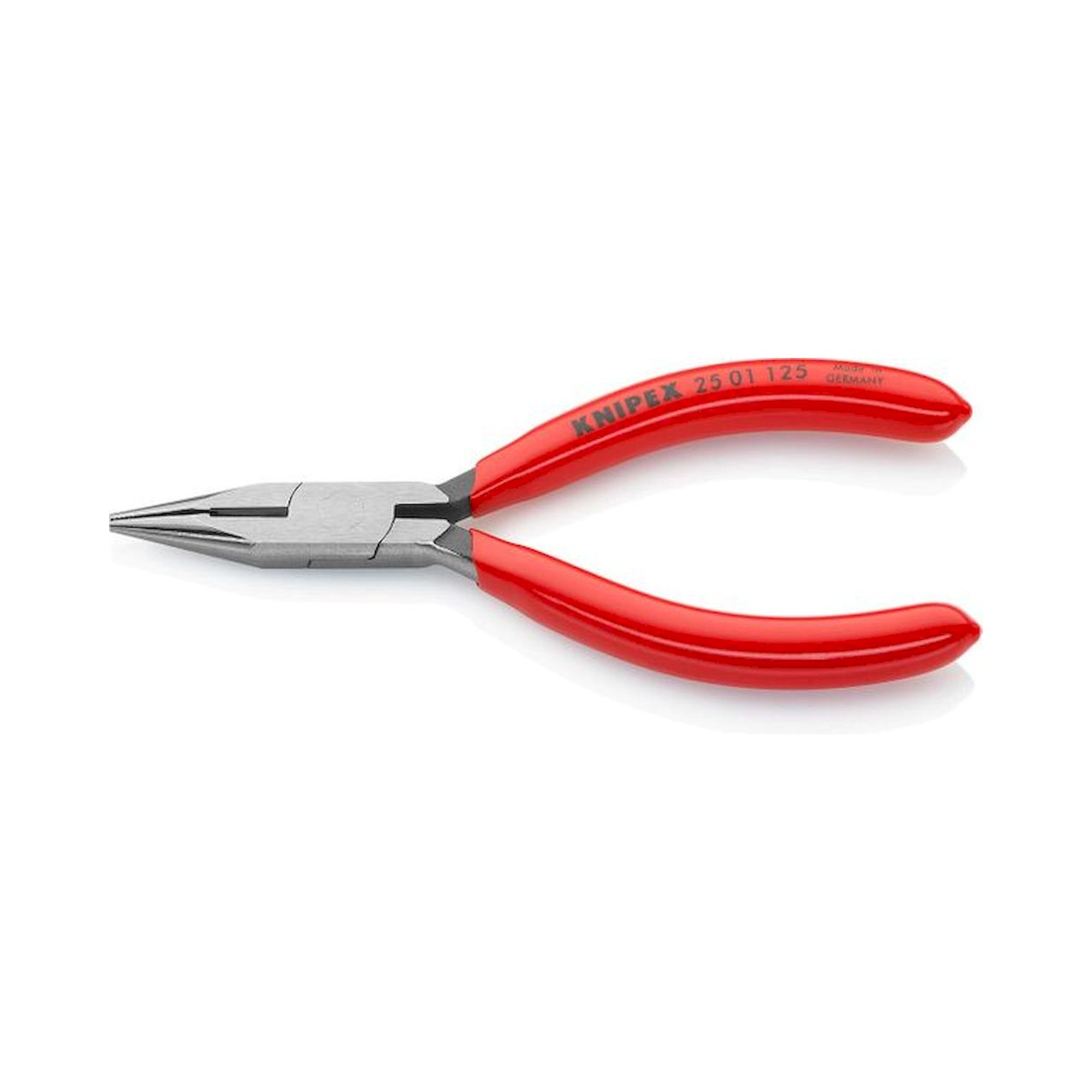 Knipex 25 01 125. Needle nose pliers with cutting edge (radio pliers), black atramentized, 125 mm