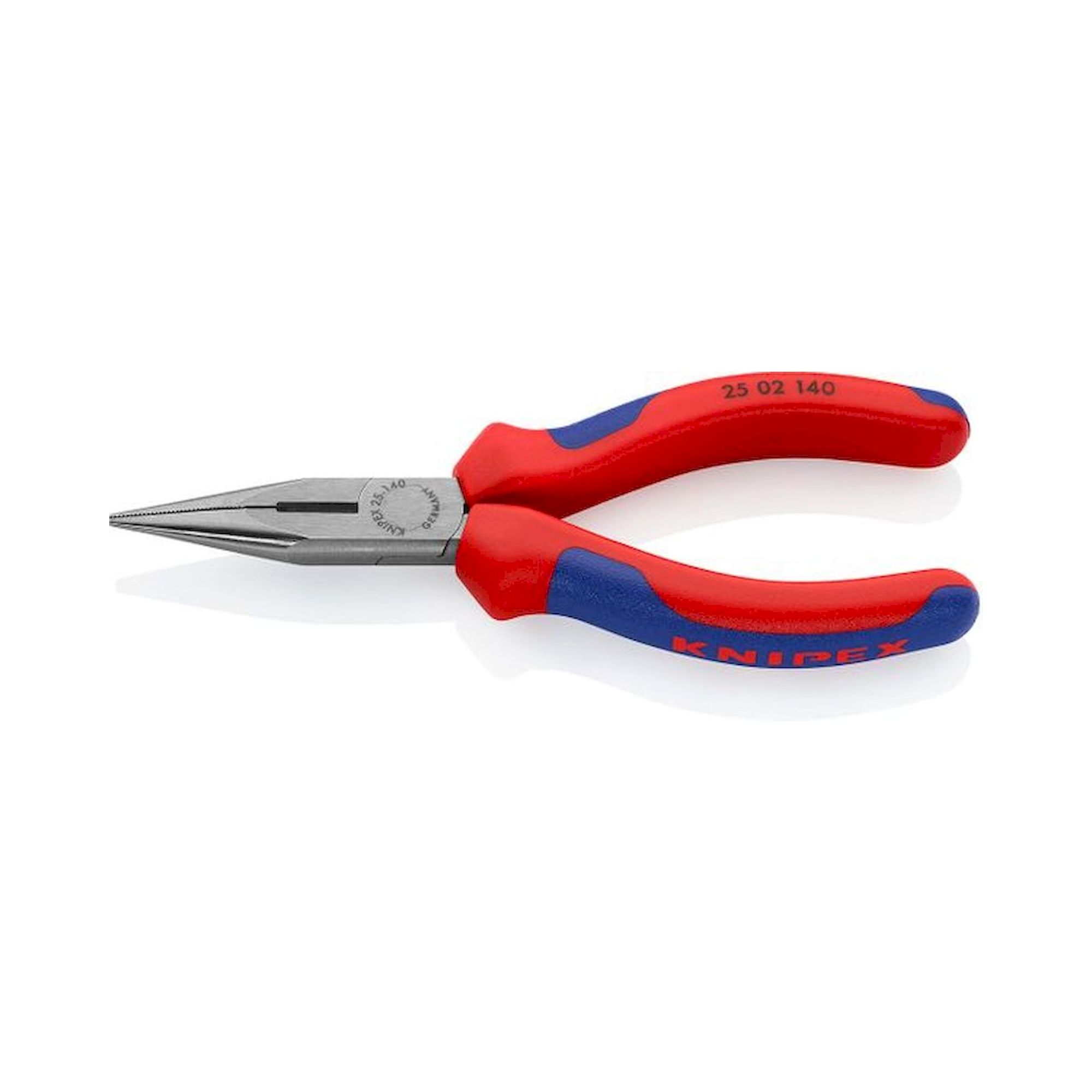 Knipex 25 02 140. Flachrundzange mit Schneide (Radiozange), schwarz atramentiert, 140 mm