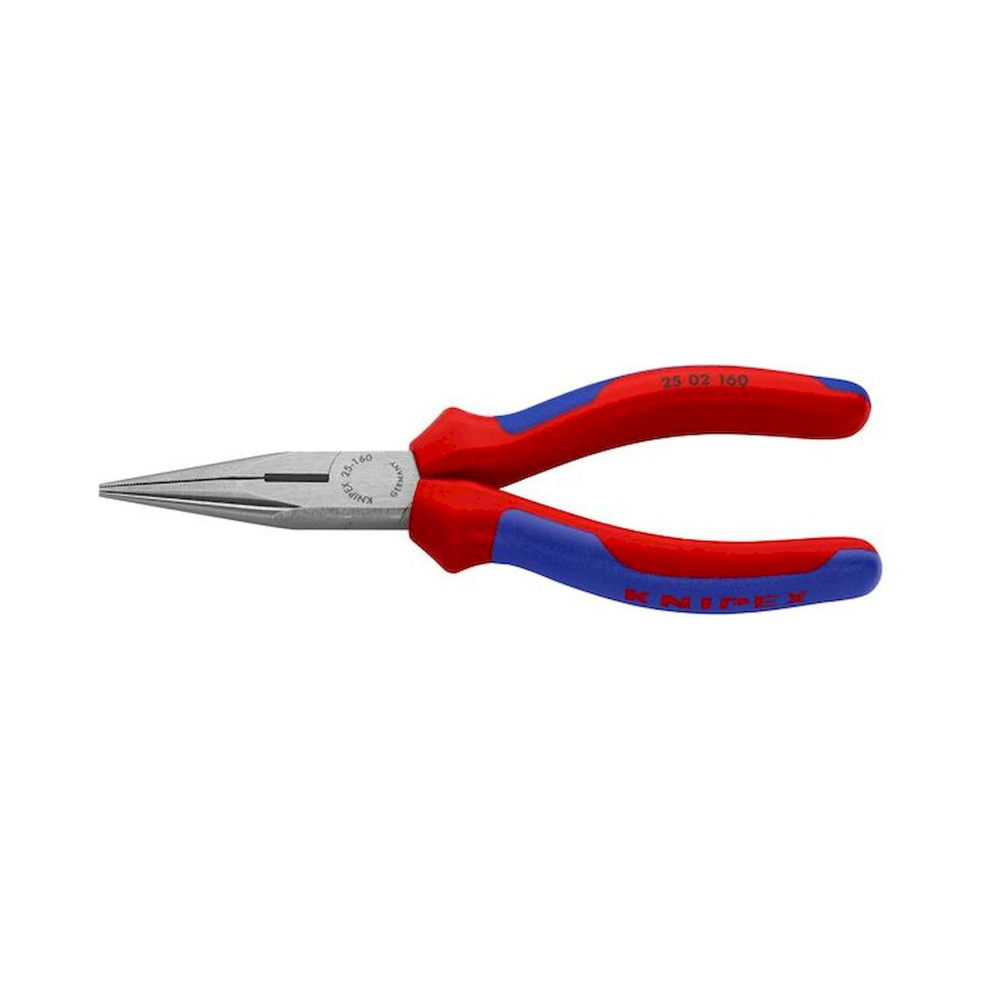 Knipex 25 02 160. Flachrundzange mit Schneide (Radiozange), schwarz atramentiert, 160 mm