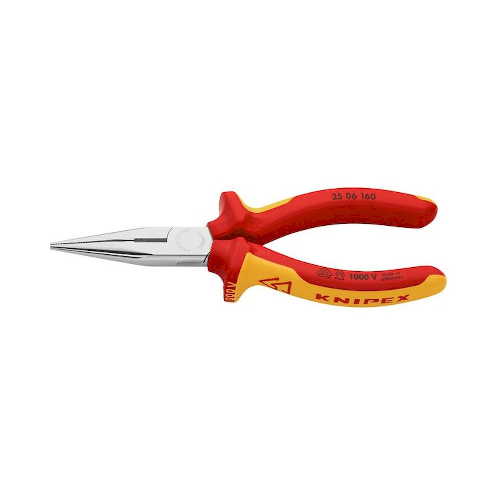 Knipex 25 06 160. Needle nose pliers with cutting edge (radio pliers), chrome-plated, insulated 160 mm