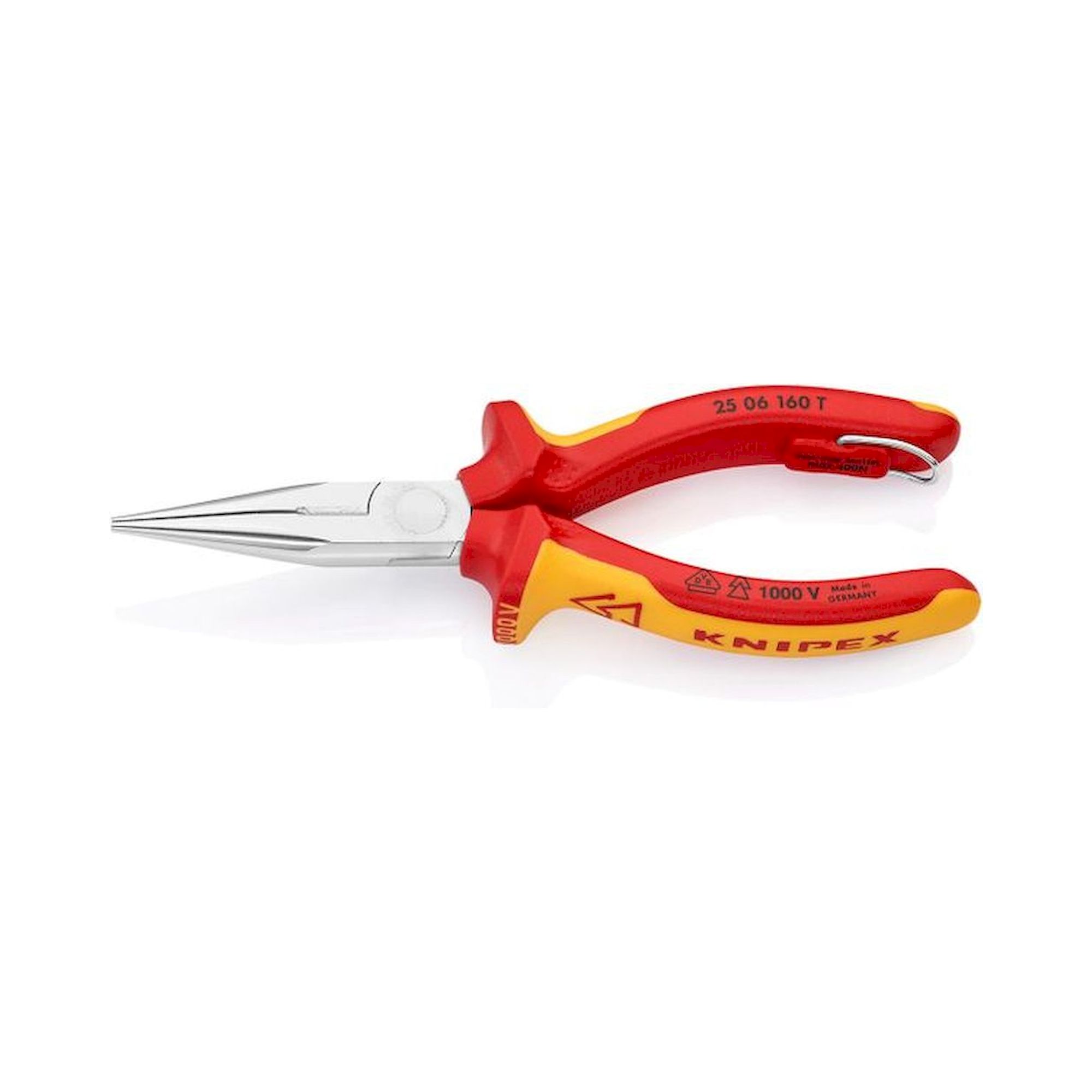 Knipex 25 06 160 T. Pince à becs semi-ronds avec lame (pince d’électronicien) chromée