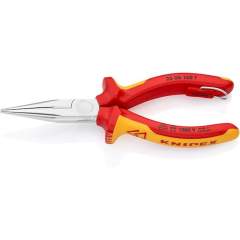 Knipex 25 06 160 T. Flat ro with nose pliers with cutting edge (radio pliers), chrome-plated, insulated, fixing eye, 160 mm