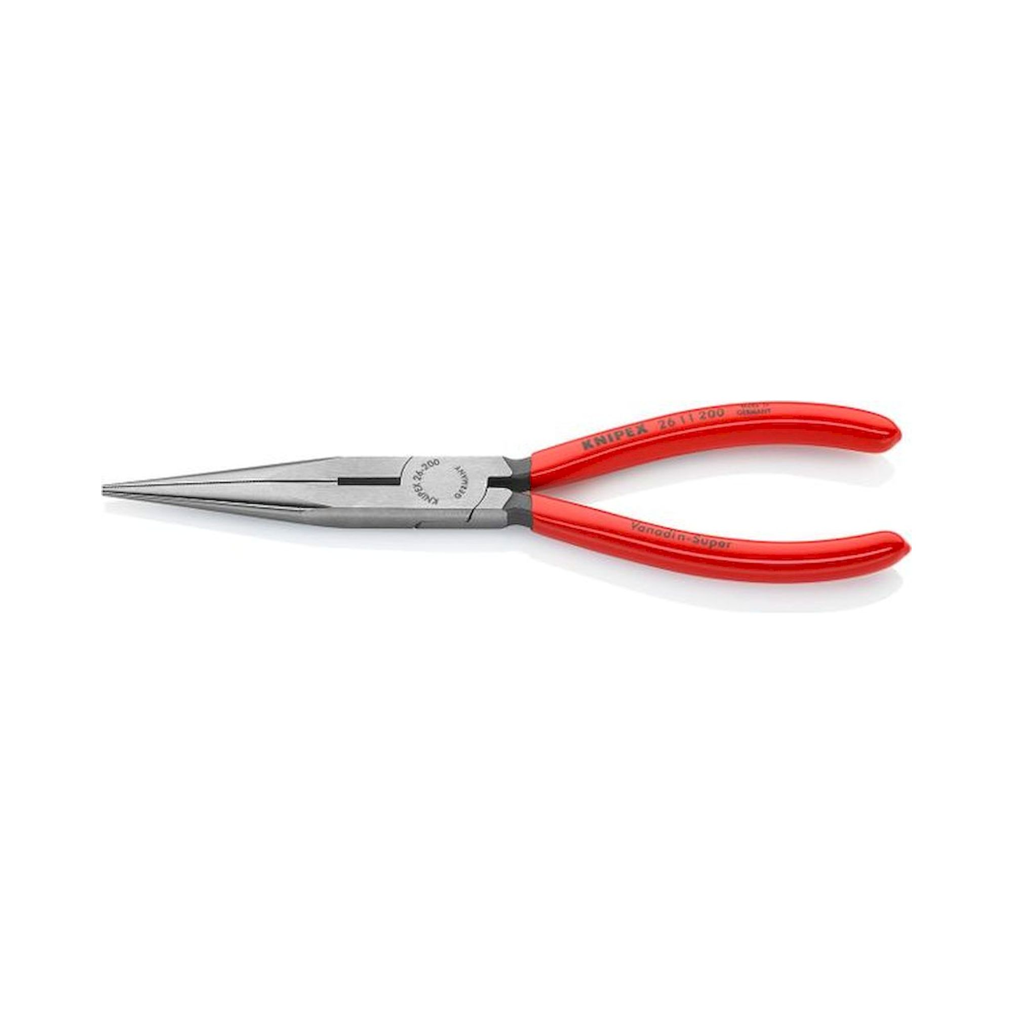 Knipex 26 11 200. Flachrundzange mit Schneide (Storchschnabelzange), schwarz atramentiert, 200 mm