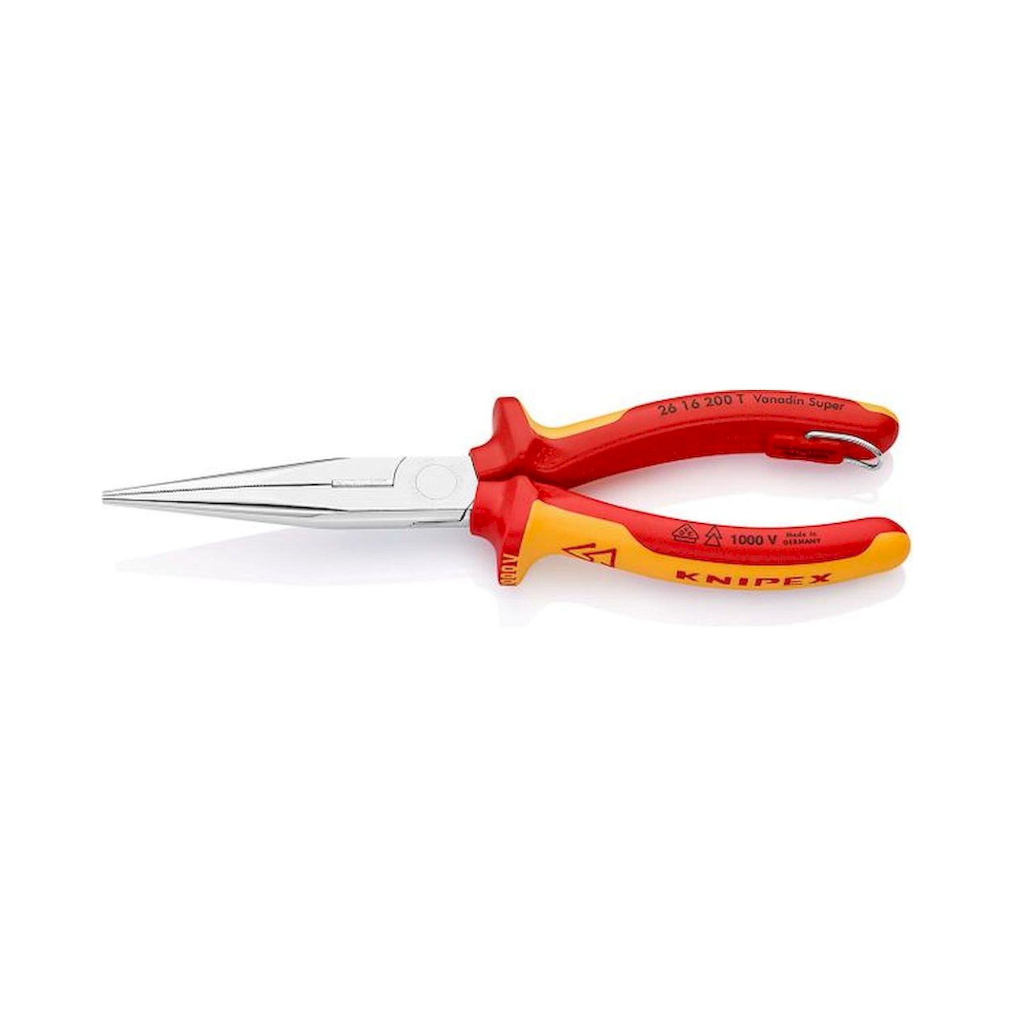 Knipex 26 16 200 T. Pince à becs semi-ronds avec lame (pince cigogne), chromé