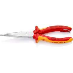 Knipex 26 16 200 T. Flat ro with nose pliers with cutting edge (Stork's nose pliers), chrome-plated, insulated, fixing eye, 200 mm