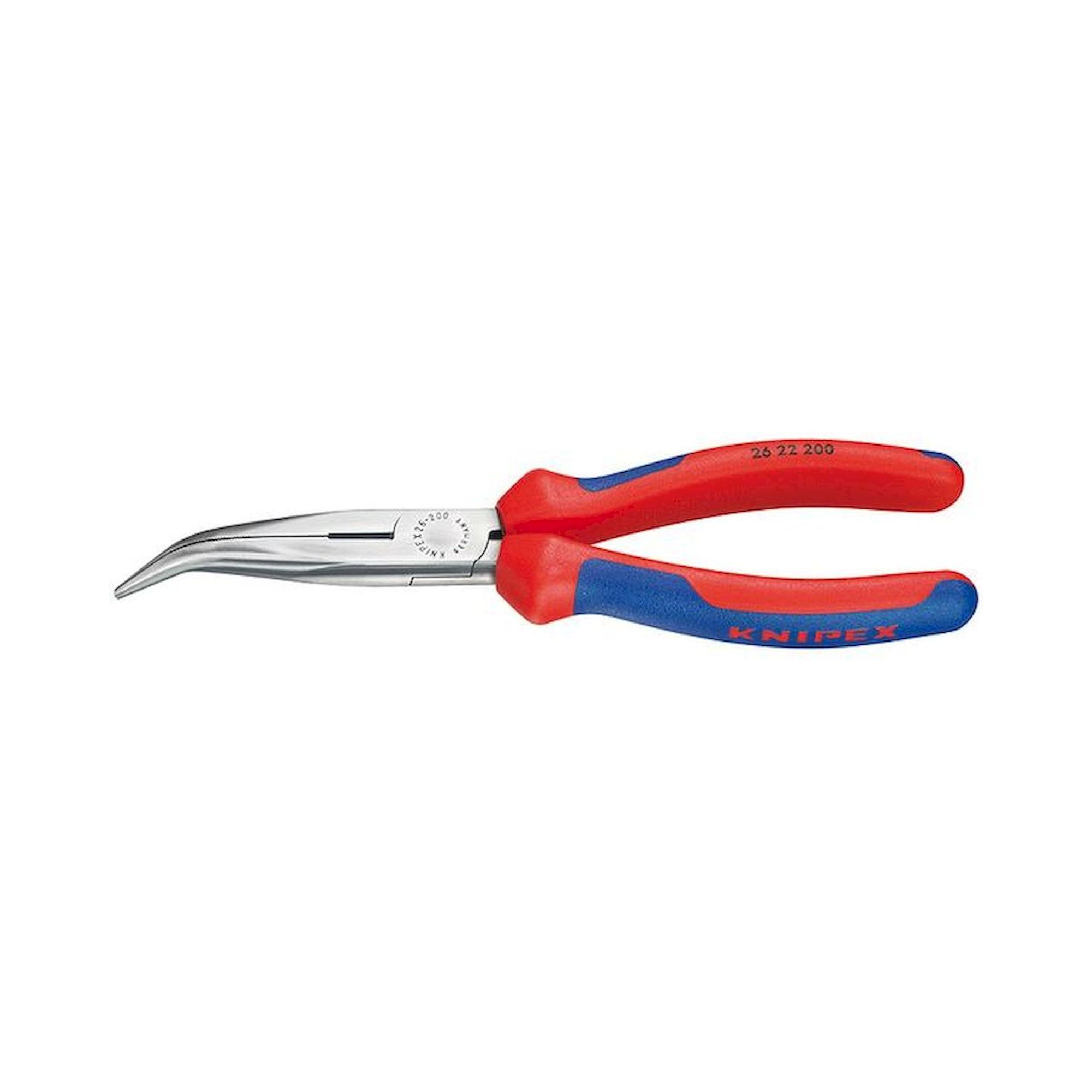 Knipex 26 22 200. Flachrundzange mit Schneide (Storchschnabelzange), schwarz atramentiert, 200 mm